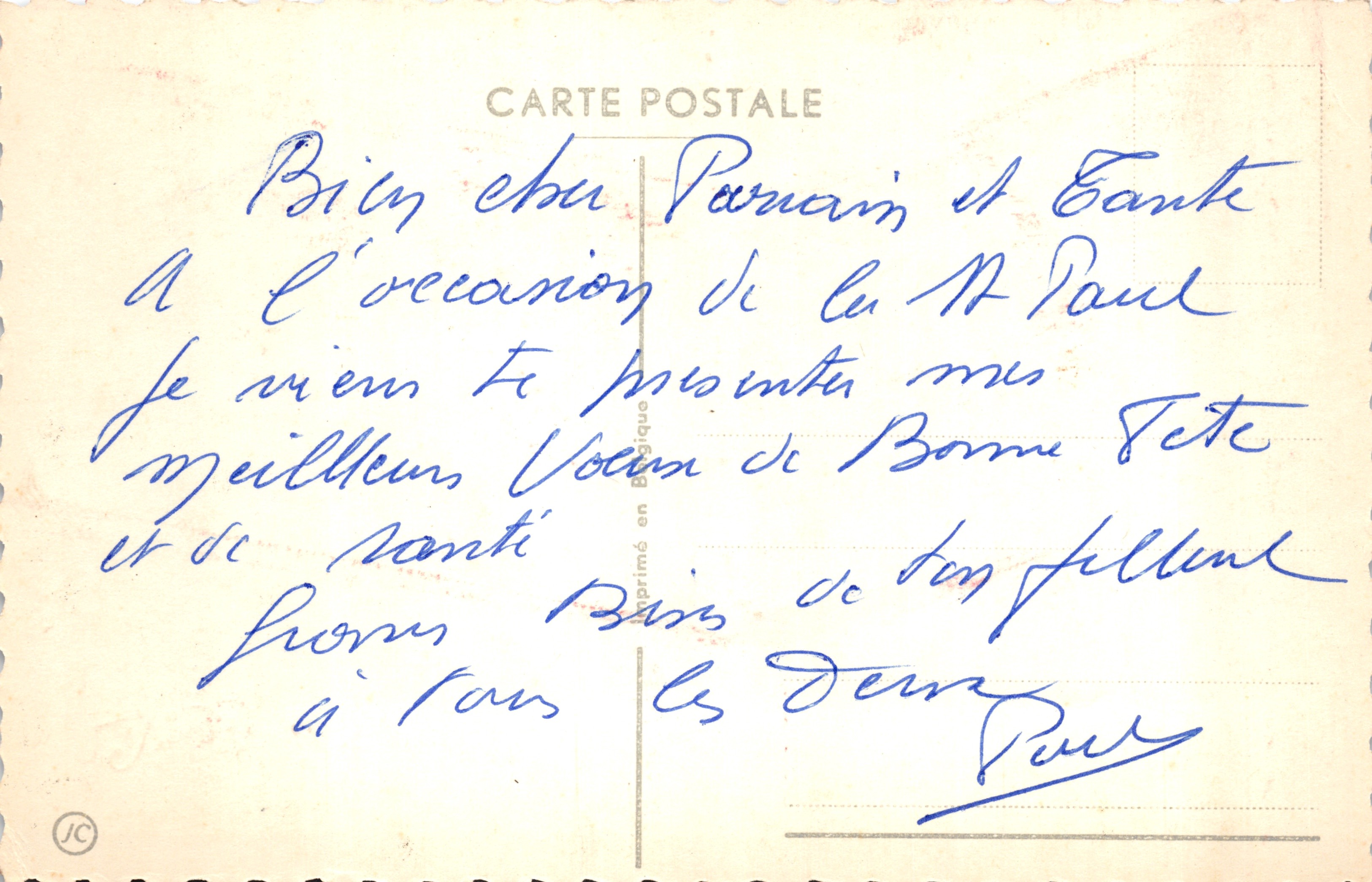 Bouquet de roses et de jacinthes — éditeur JC imprimé sur le verso — Back