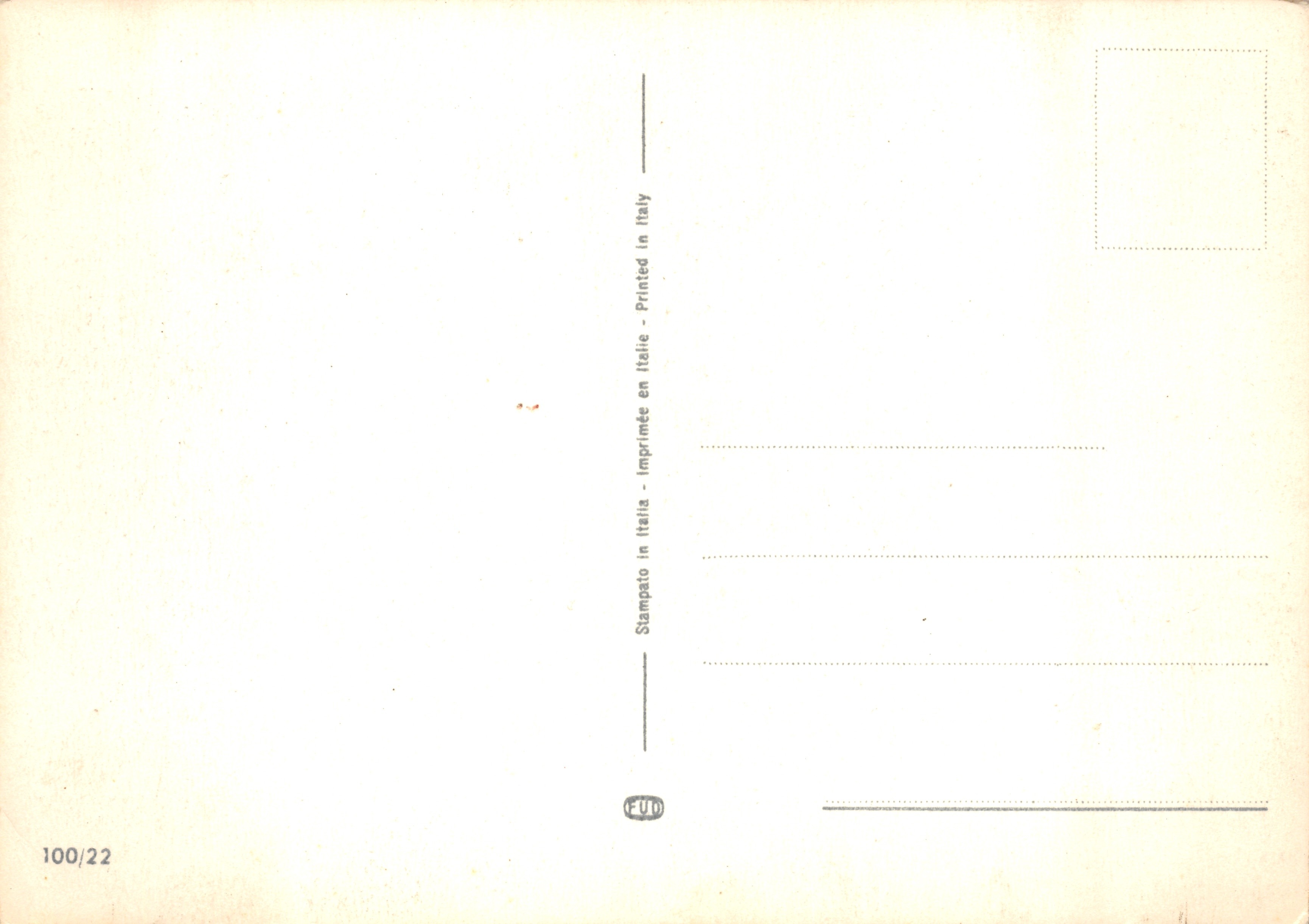 Mazzo di dahli — in un vaso decorativo — editore FUD, n. 100/22 — Verso