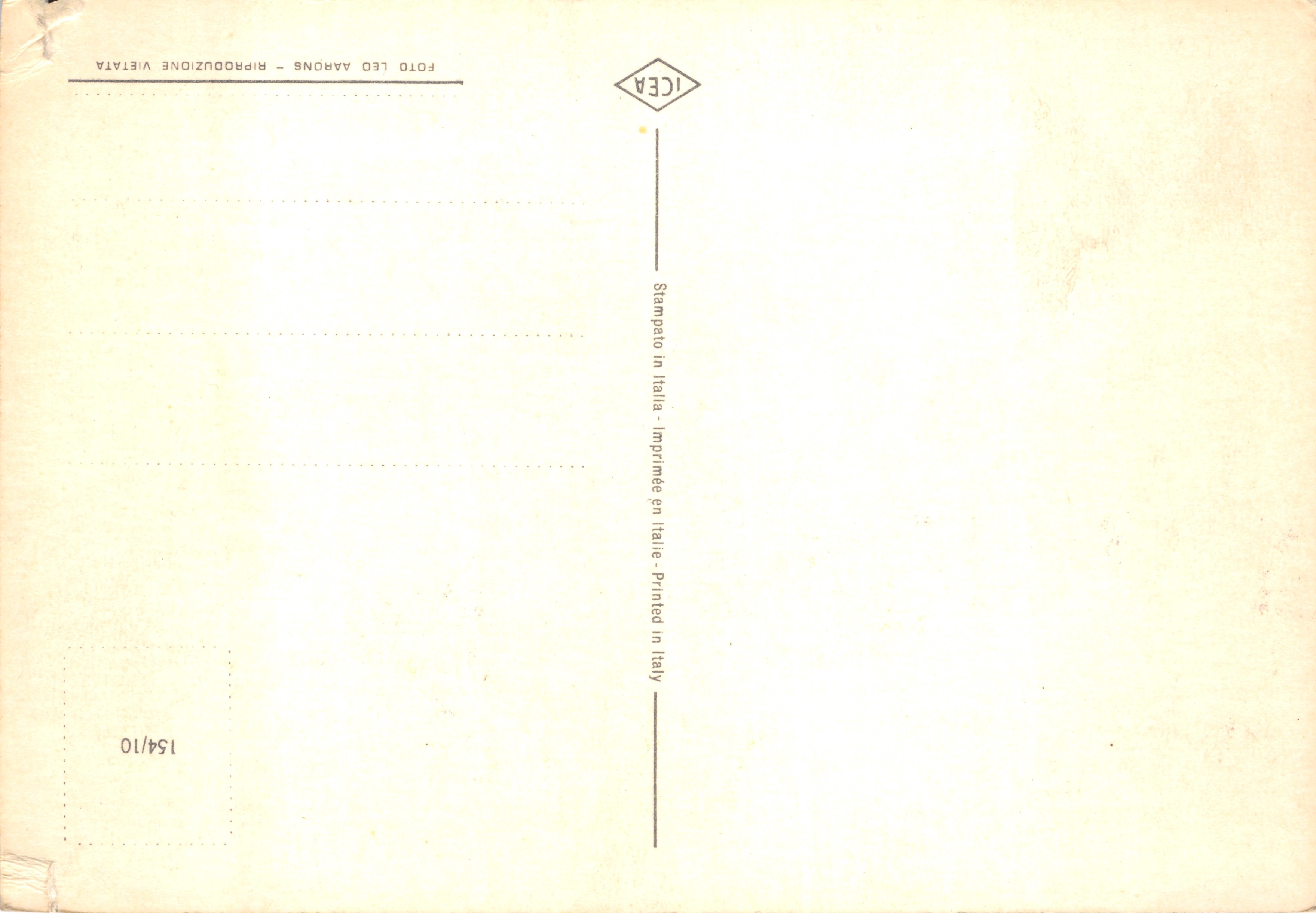 Bouquet de roses jaunes — dans un vase vert — éditeur ICEA, n° 154/10 — Verso