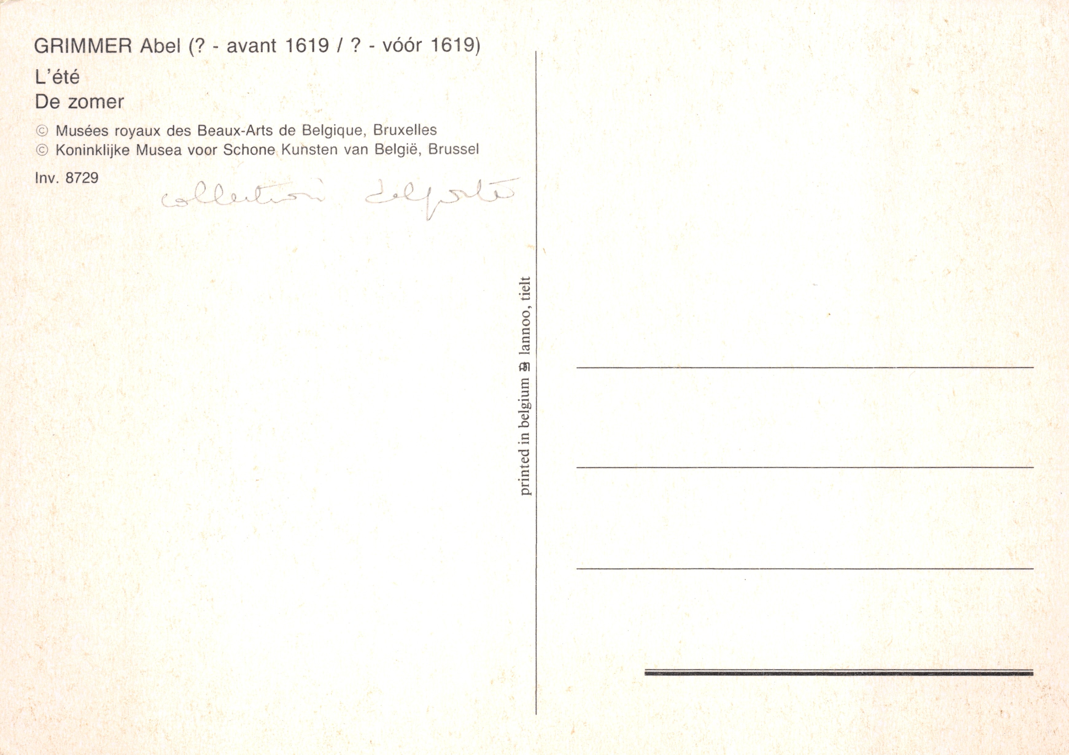 Raccolta estiva — Scena di raccolta in un paesaggio rurale — Grimmer Abel, editore — Verso
