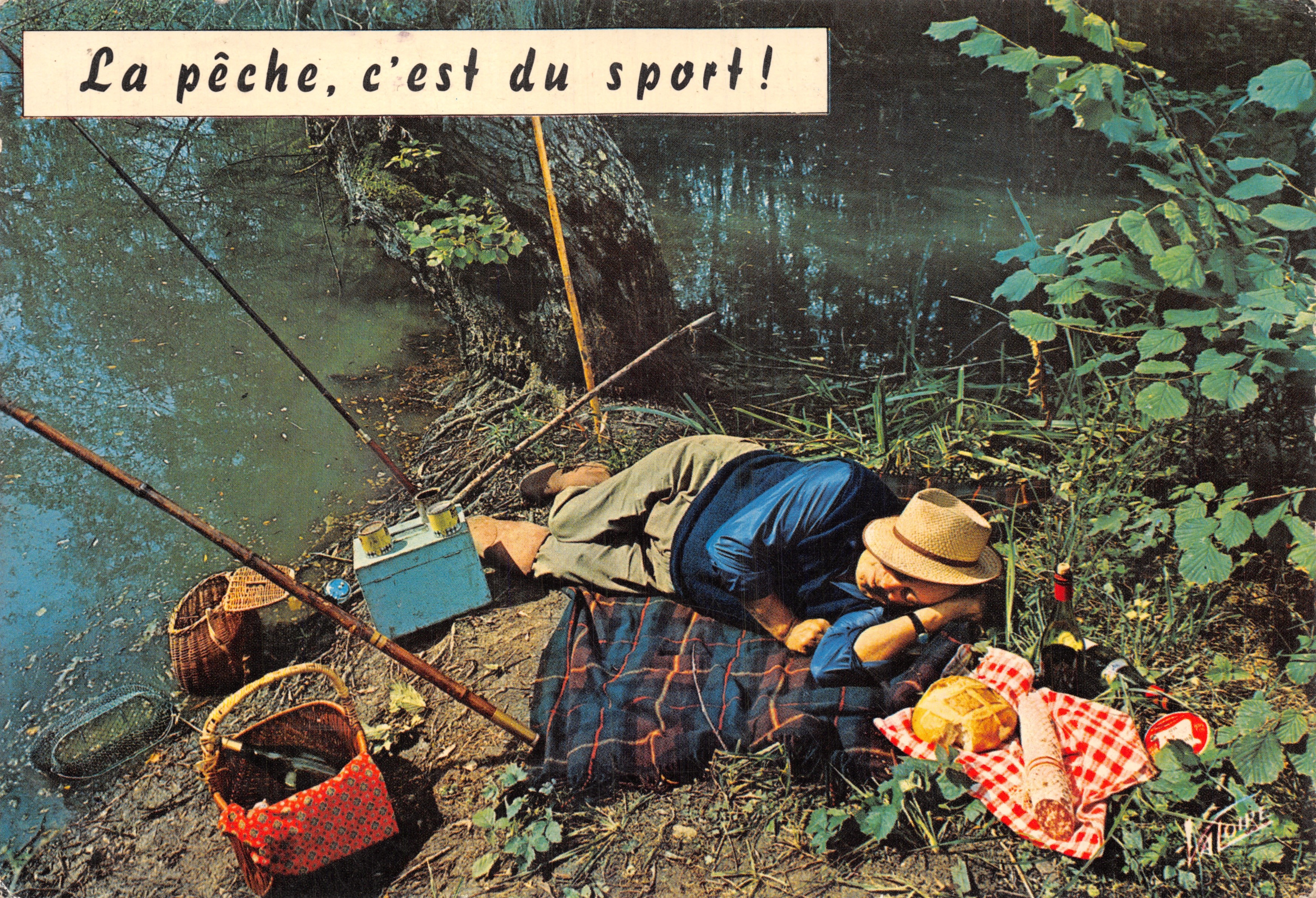Fishing — Fisherman scene by a pond — Editions VALOIRE