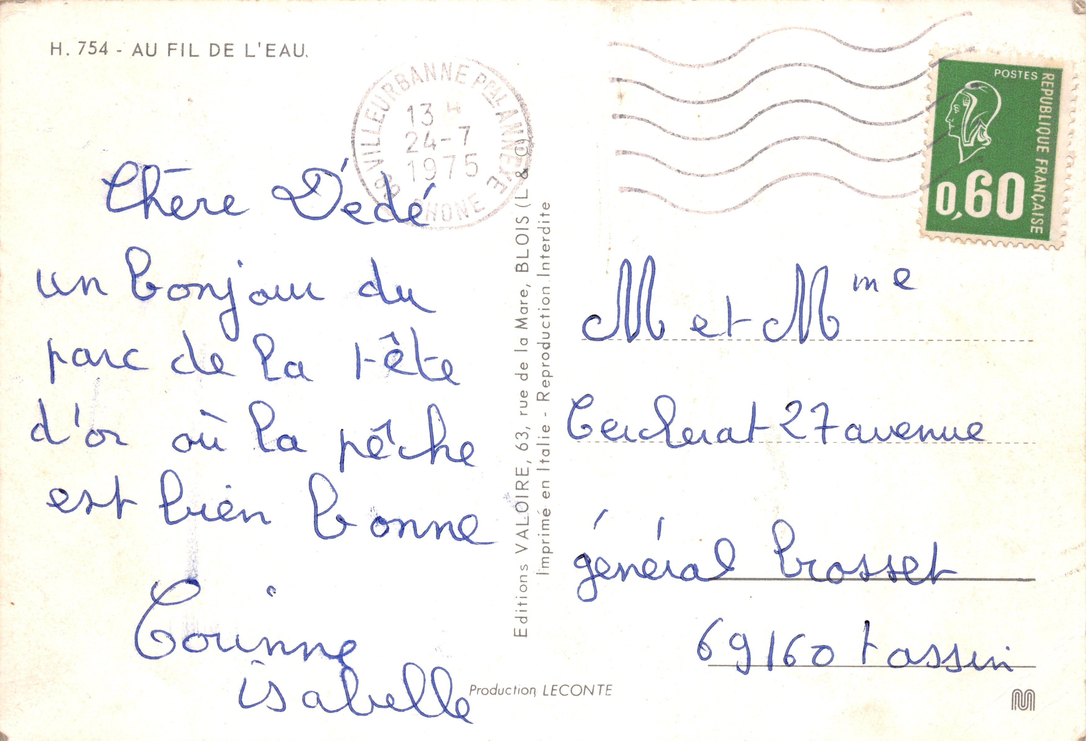 Fishing — Fisherman scene by a pond — Editions VALOIRE — Back