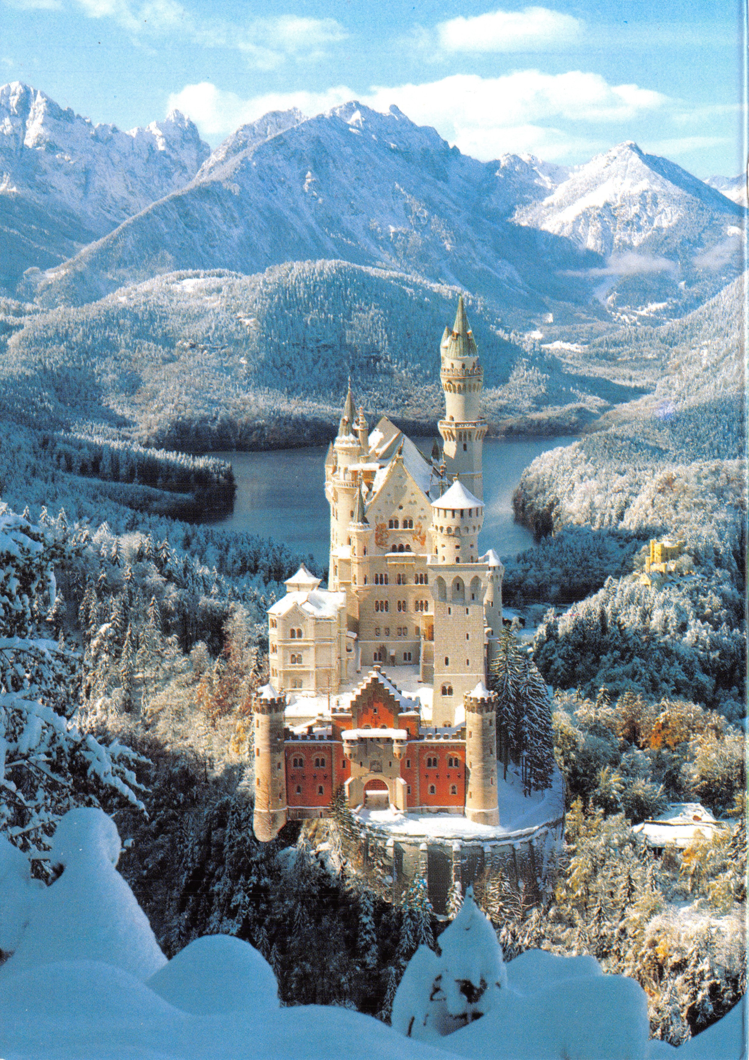 Castello di Neuschwanstein — vista invernale innevata — editore Kienberger, n. D-86983