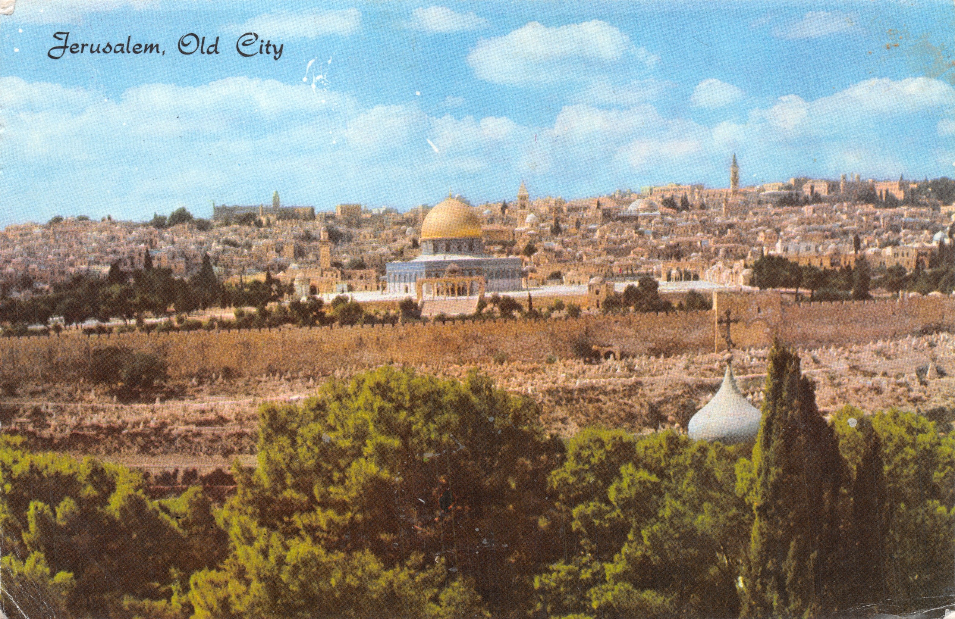 Jerusalems, Oude Stad — panoramisch beeld met de Domein van de Roche — uitgever JERUSALEM VIEWS LTD