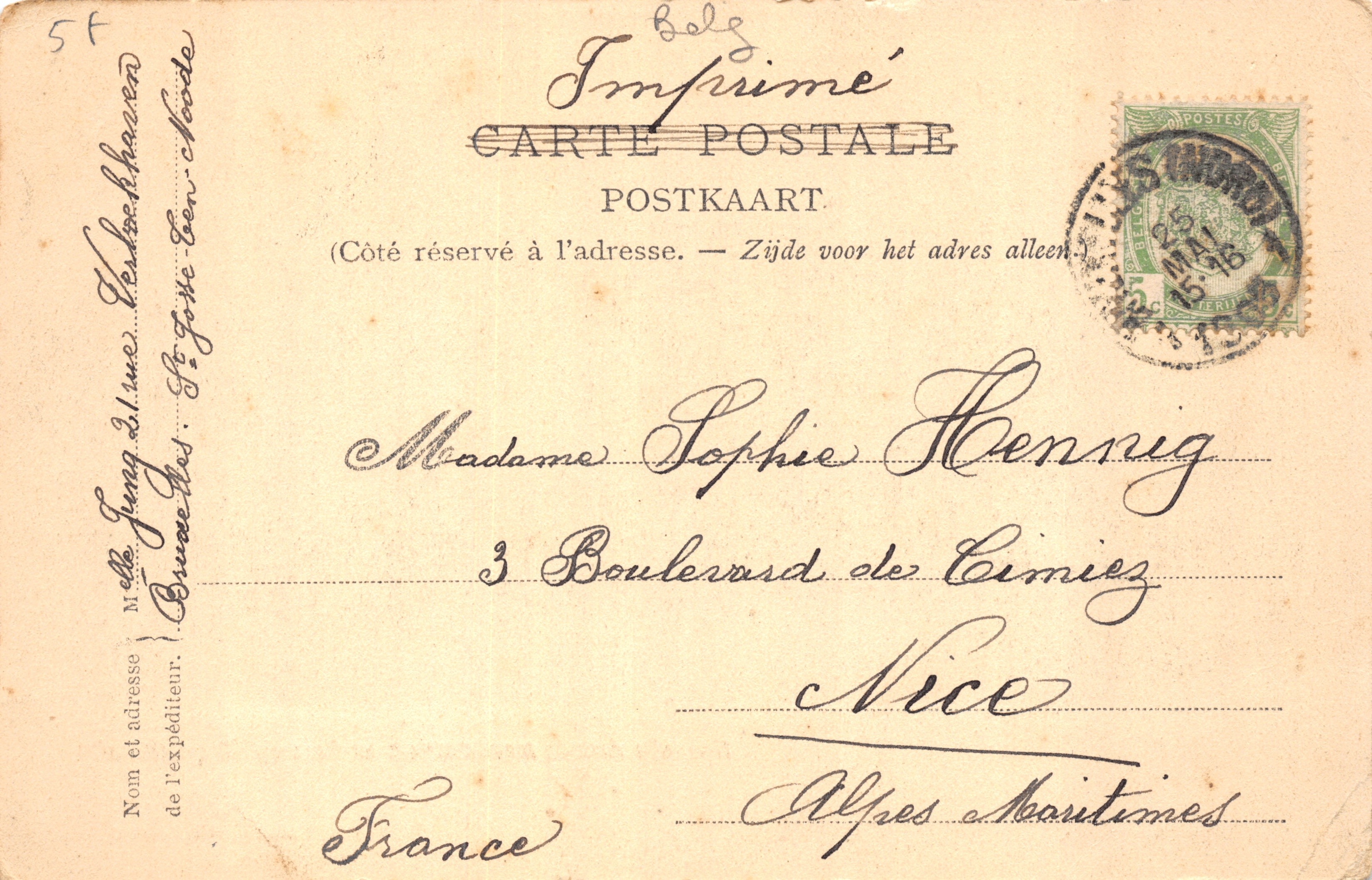 Nouvelle Arcade monumentale — Parc du Cinquantenaire — éditeur Nels, Bruxelles, Série 1, n° 432 — Verso