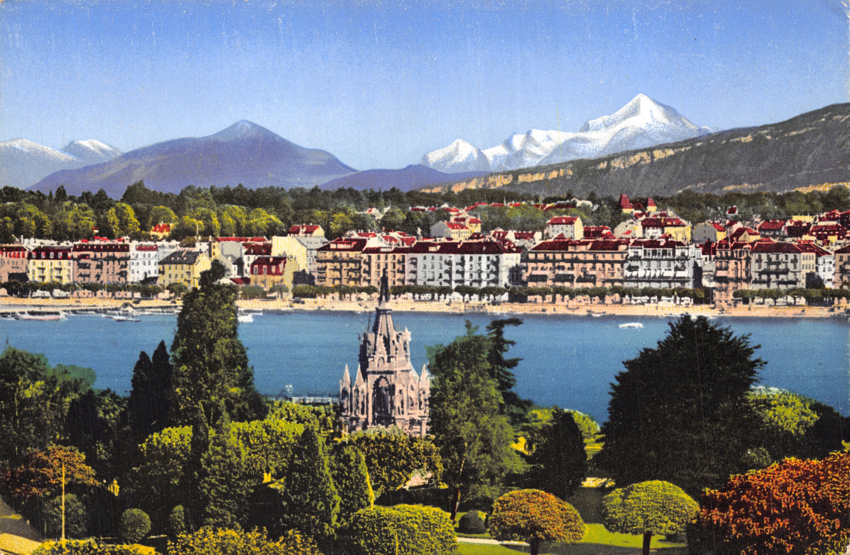 Ginevra — Monumento Brunswick e catena del Mont-Blanc — Edizione Lagger