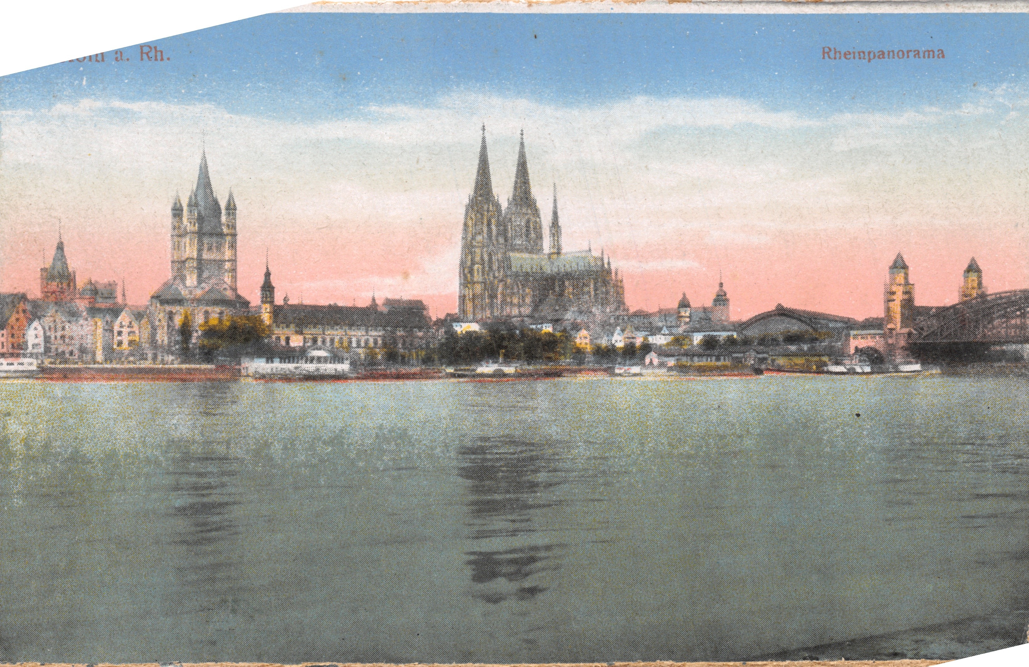 Cologne — vue panoramique du Rhin avec la cathédrale — Rheinpanorama, éditeur non visible, n° de série No. 1
