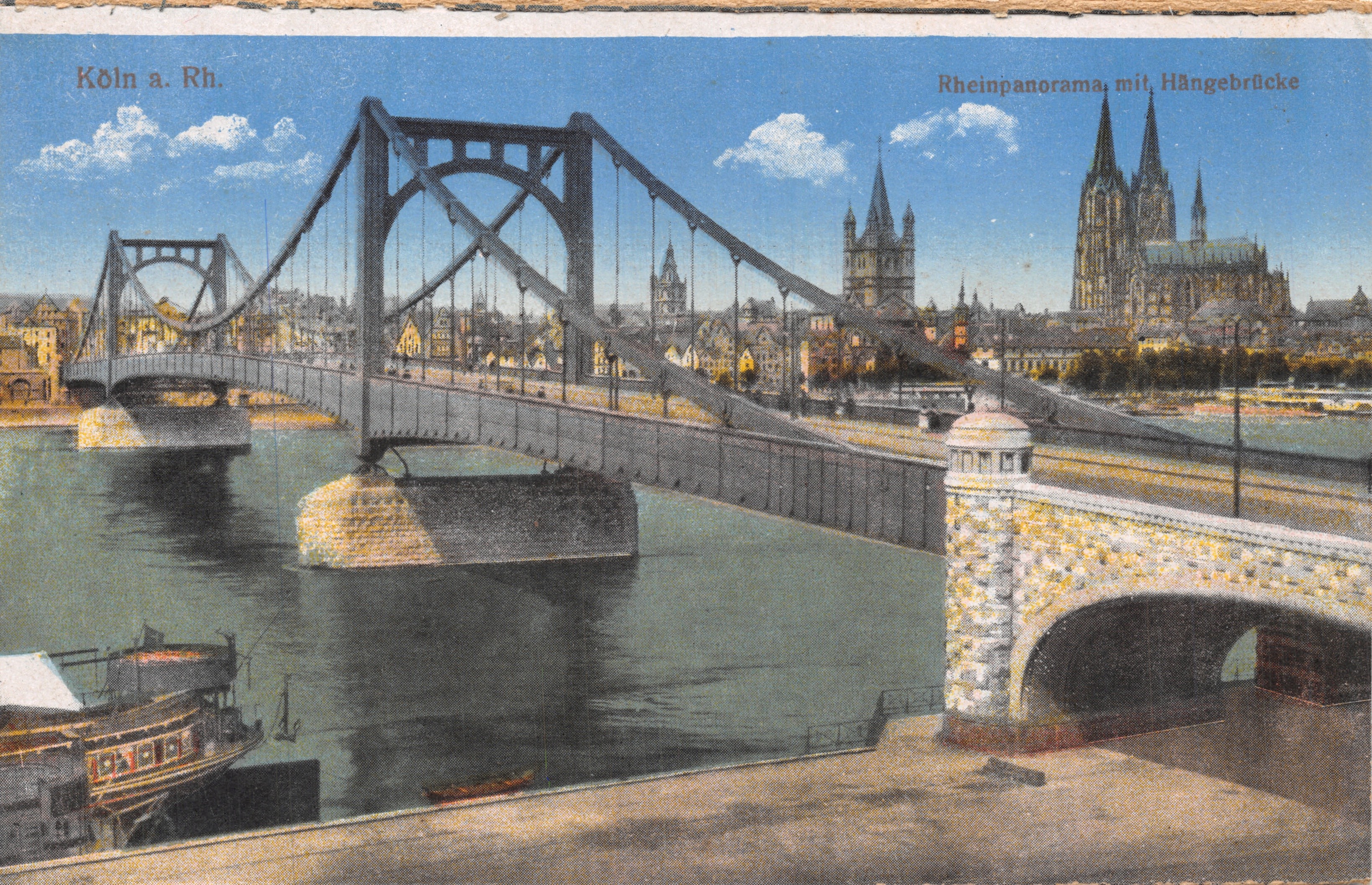 Cologne a. Rh. — Panorama du Rhin avec la Hängebrücke — éditeur non visible, n° de série No. 2