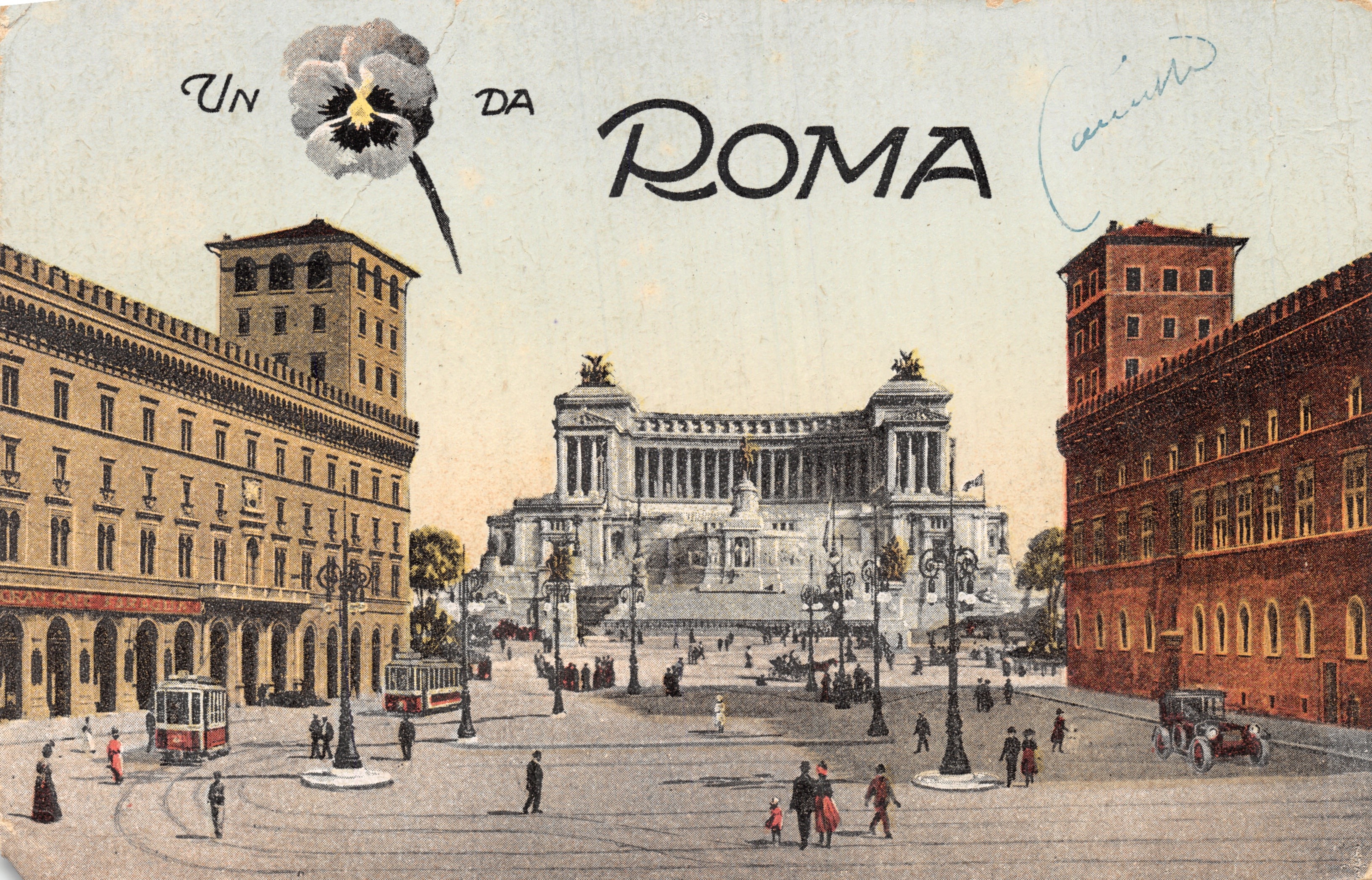 Piazza Venezia — vue du Vittoriano — éditeur 'Visto Ufficio Revisioni Stampa Terai'