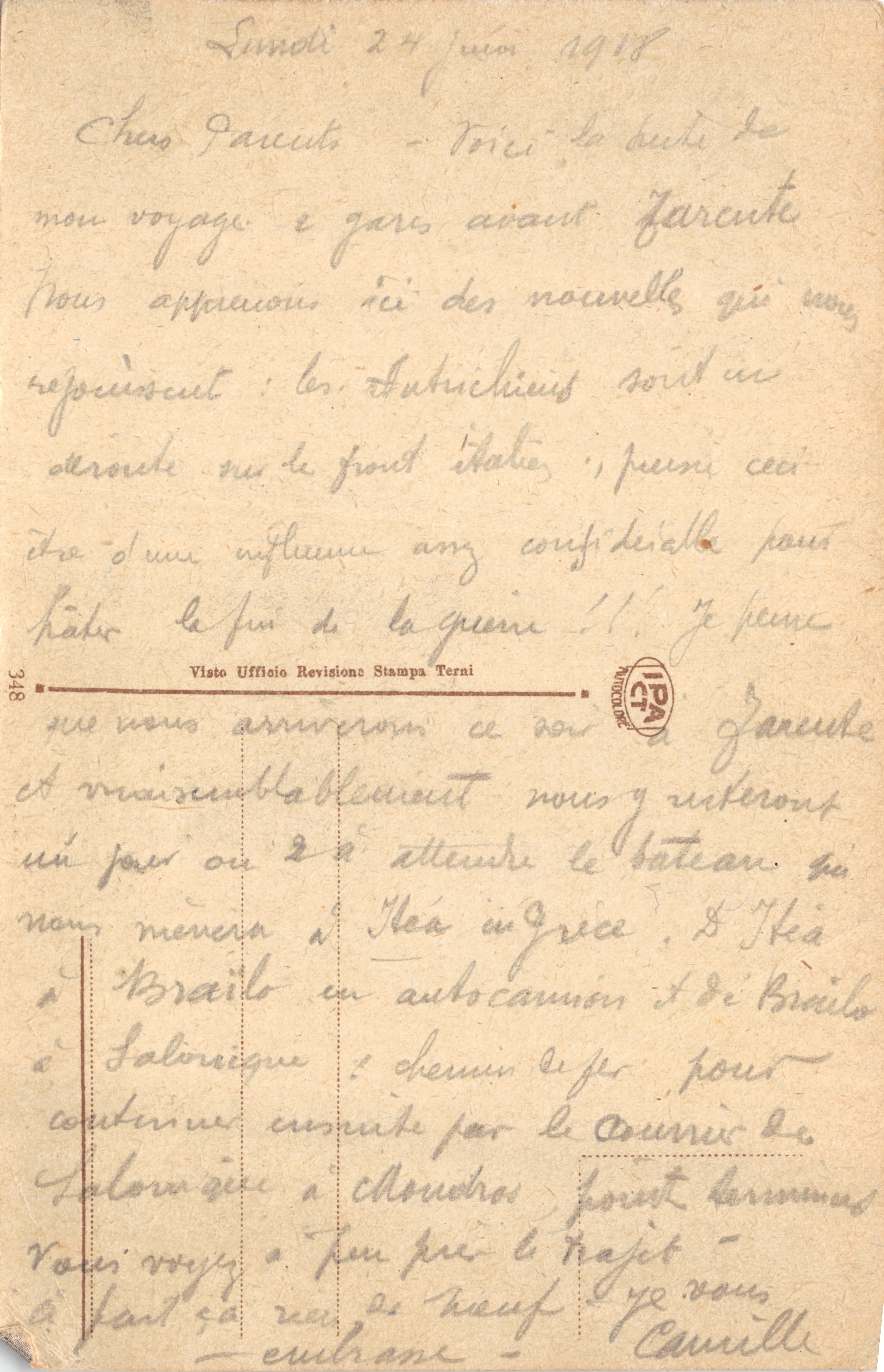 Piazza Venezia — vue du Vittoriano — éditeur 'Visto Ufficio Revisioni Stampa Terai' — Achterkant