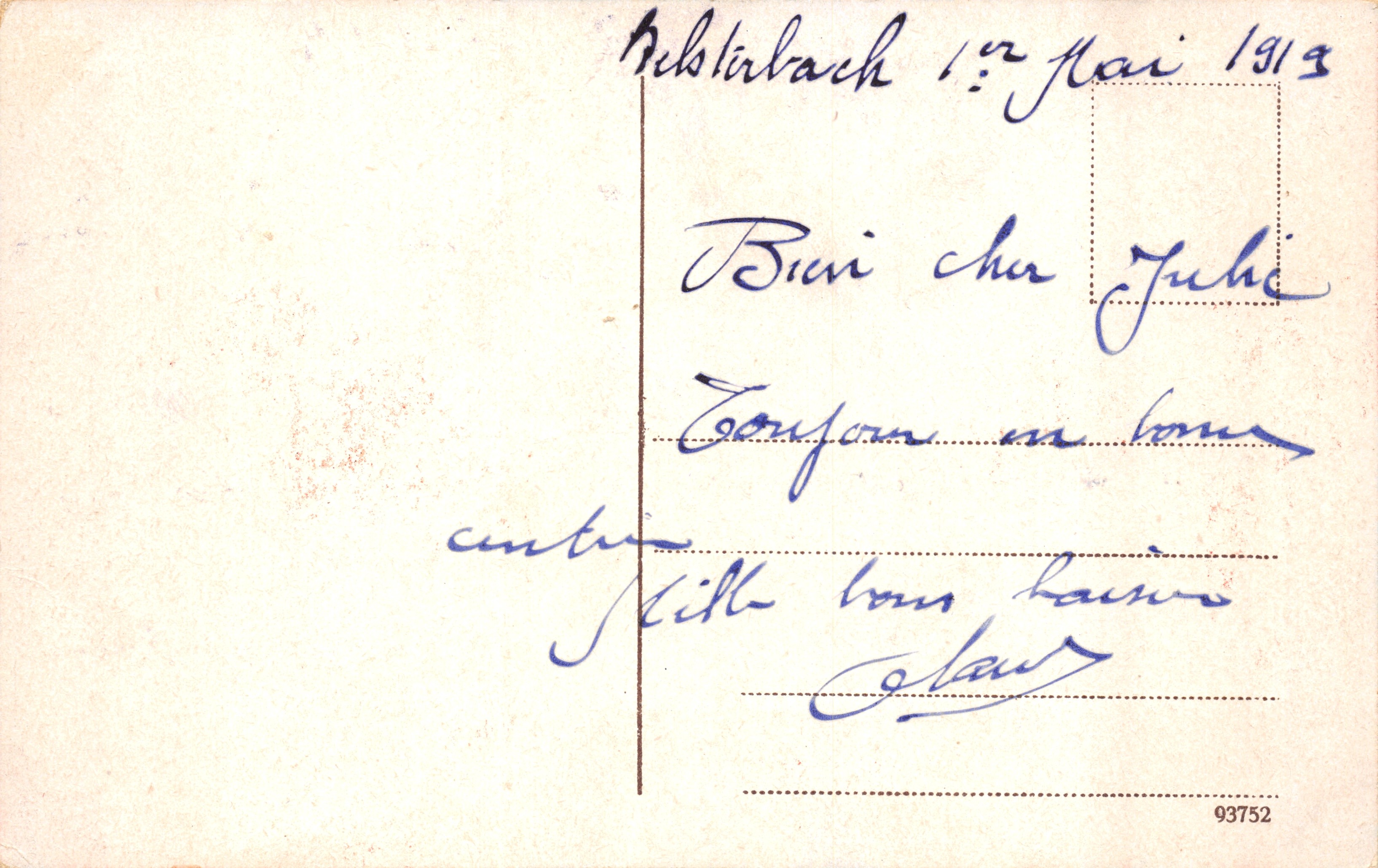 Mainz — Escena en el Schweizerhäuschen — editor no visible — Reverso