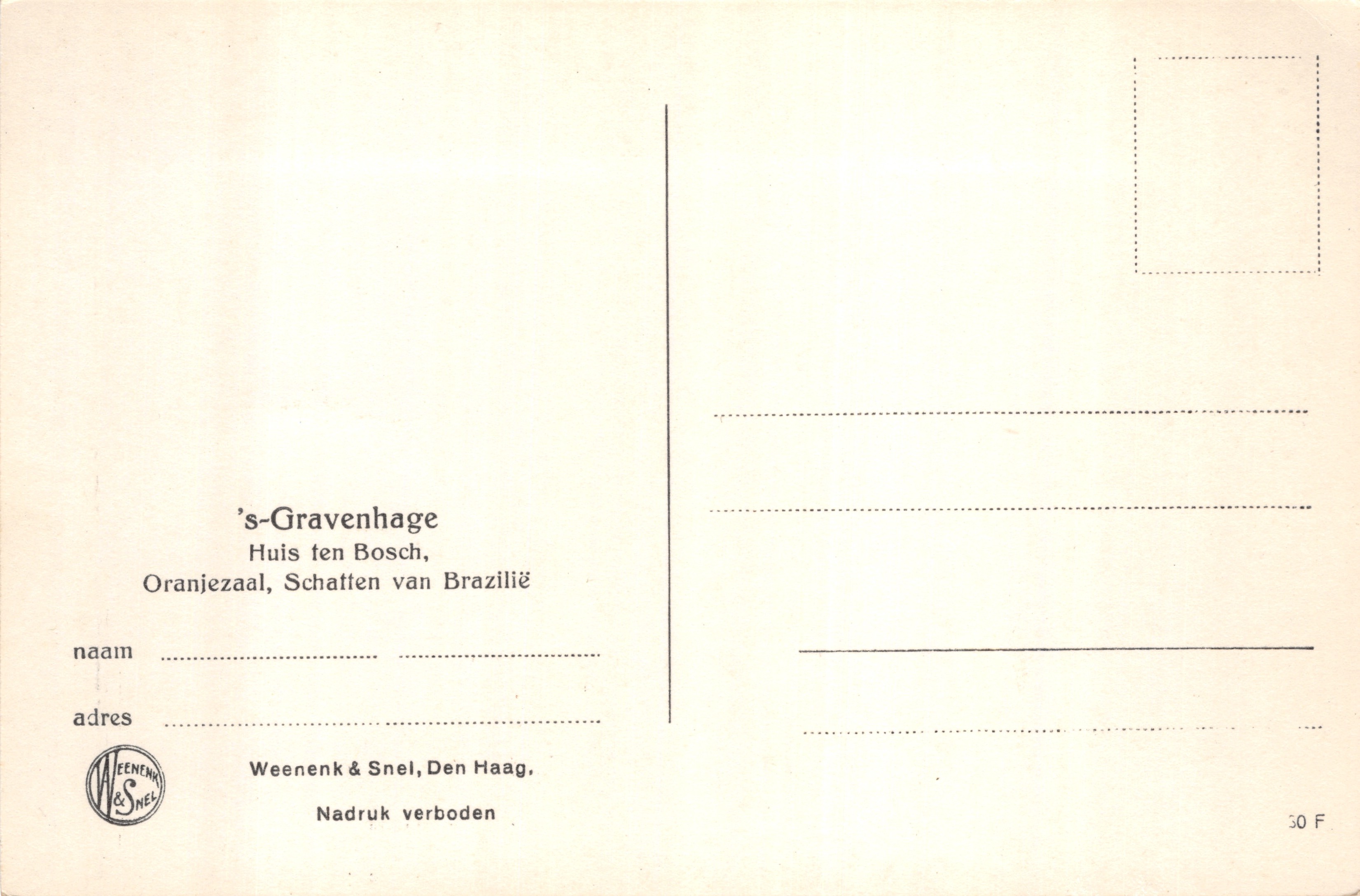 Huis ten Bosch — Oranjezaal, Ombre del Brasile — editore Weenenk & Snel, Den Haag — Verso
