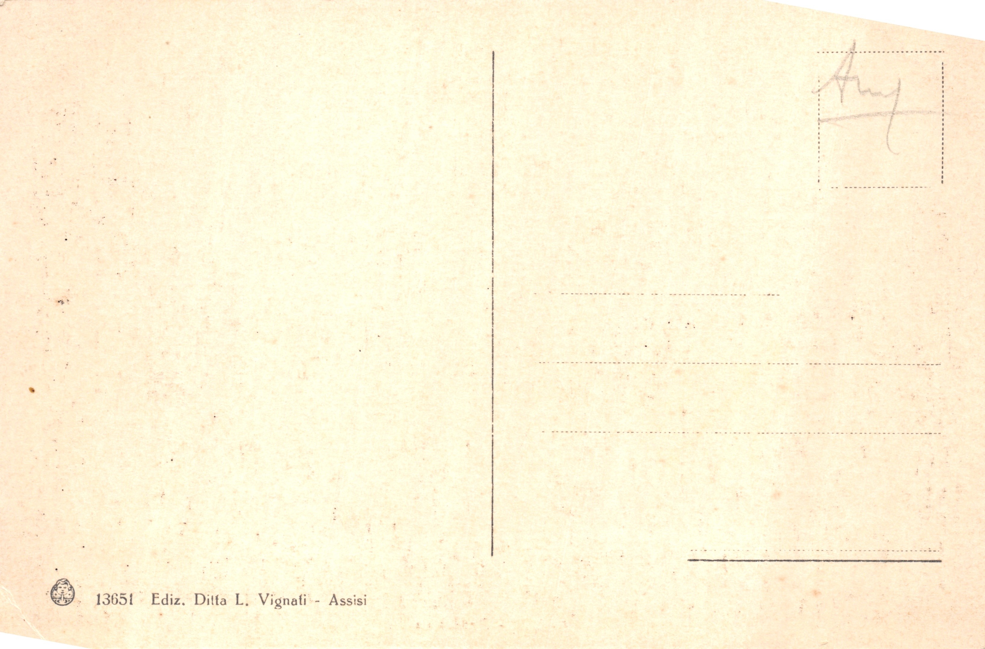 Assisi — Panorama — éditeur Ediz. Ditta L. Vignati - Assisi, n° 13651 — Verso