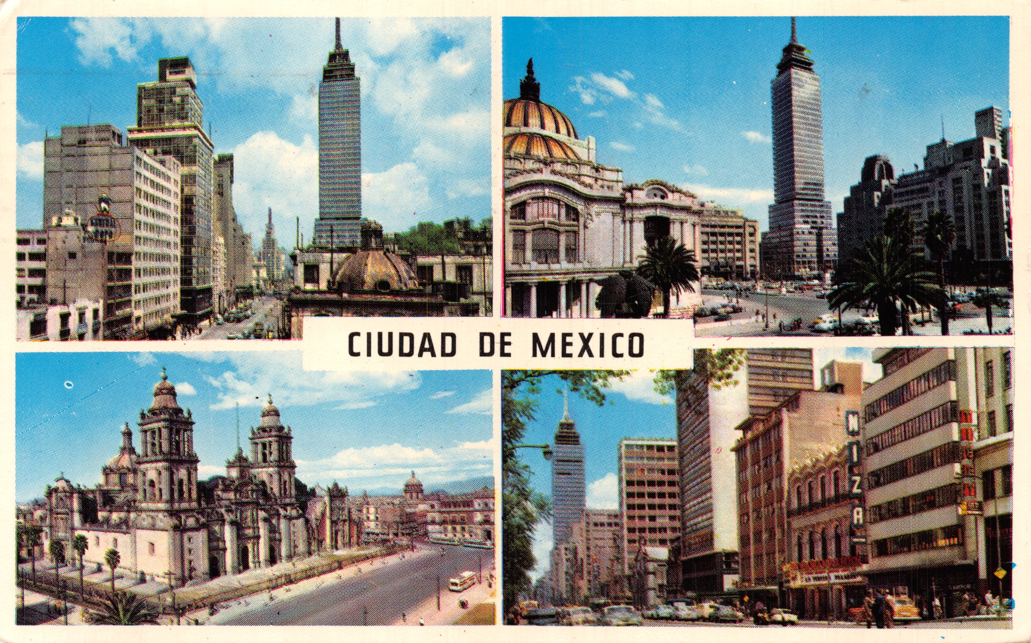 Ciudad de México — vue panoramique avec édifice à dôme et gratte-ciel — Éditeur Editorial Cards by Fischgmont, S.A