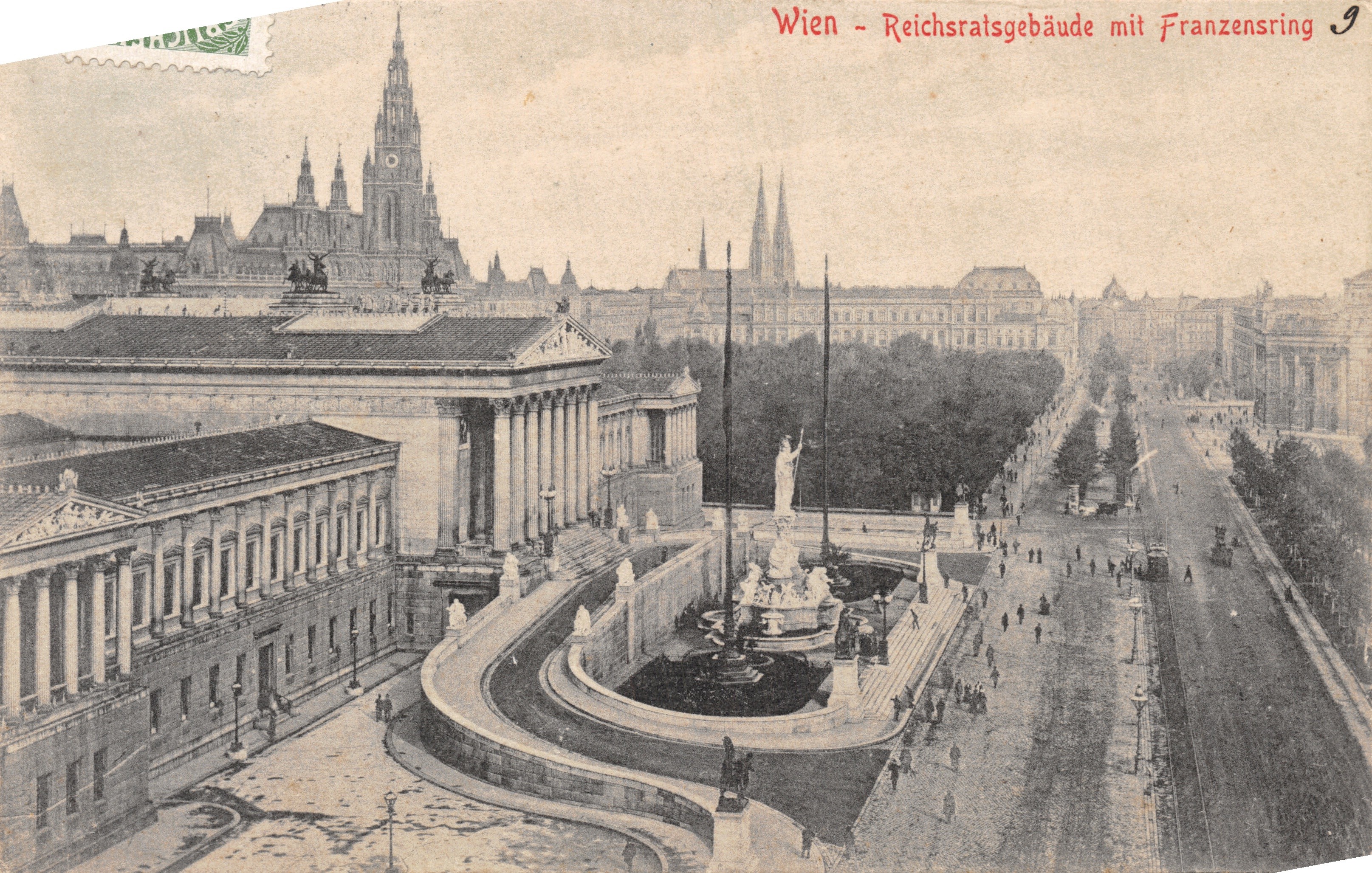 Vienne - Reichsratsgebäude mit Franzensring — éditeur Wien, n°9