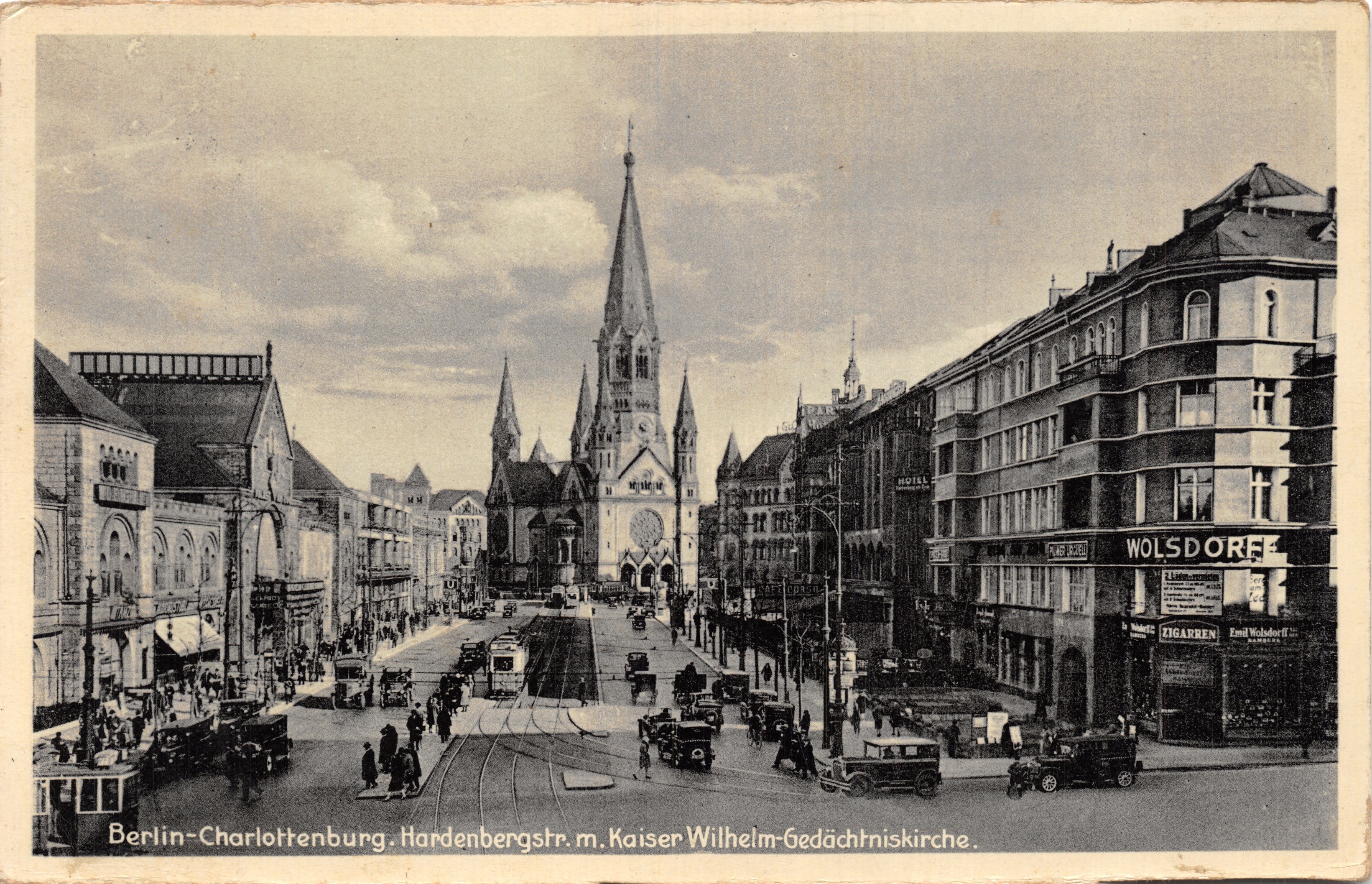 Berlin-Charlottenburg — Hardenberg Street with the Kaiser-Wilhelm-Gedächtniskirche — publisher J.W.B. Series Fototon No. 210