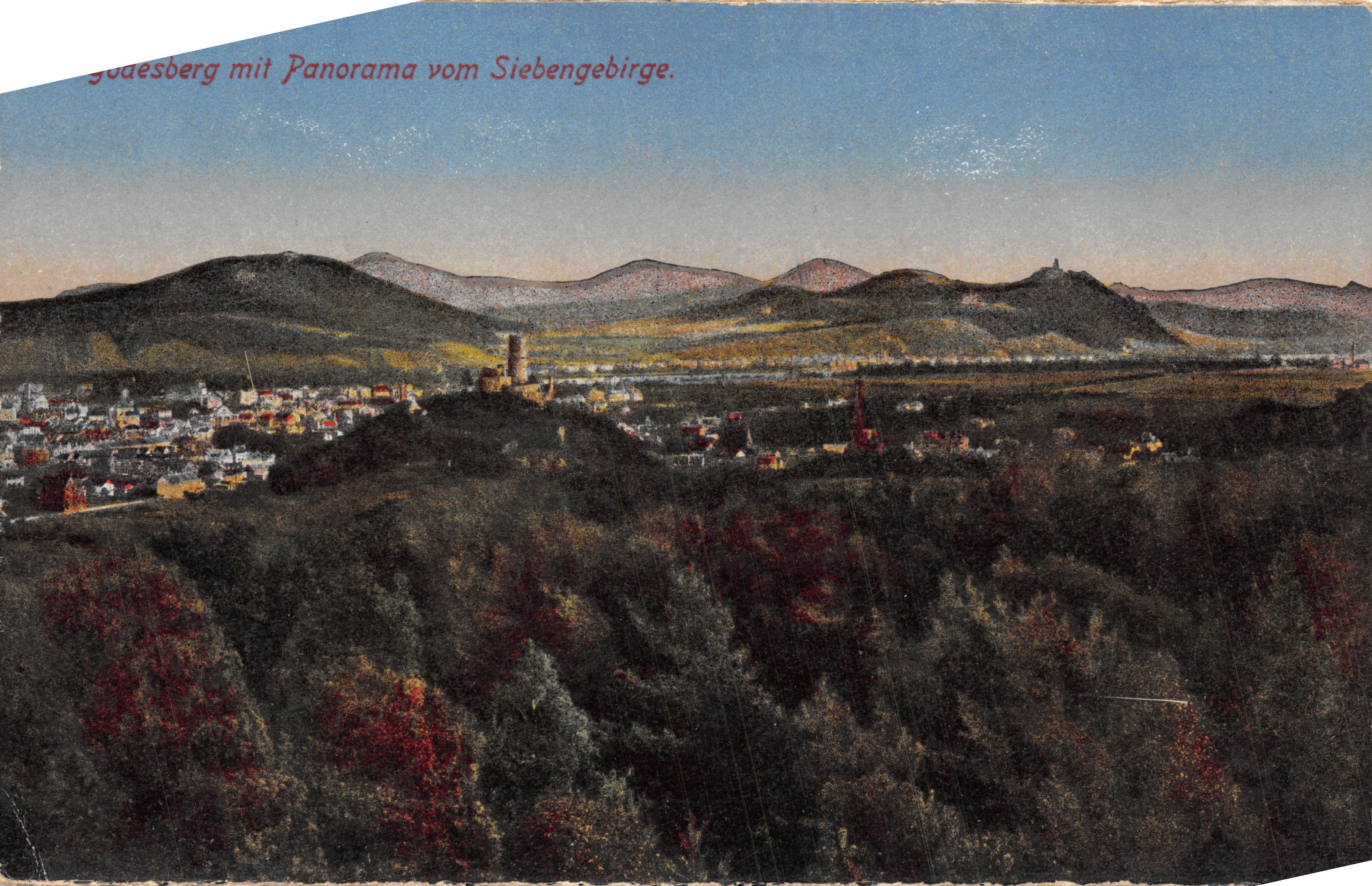 Godesberg — panorama depuis le Siebengebirge — éditeur Blümlein & Co. Frankfurter Straße, Hambourg