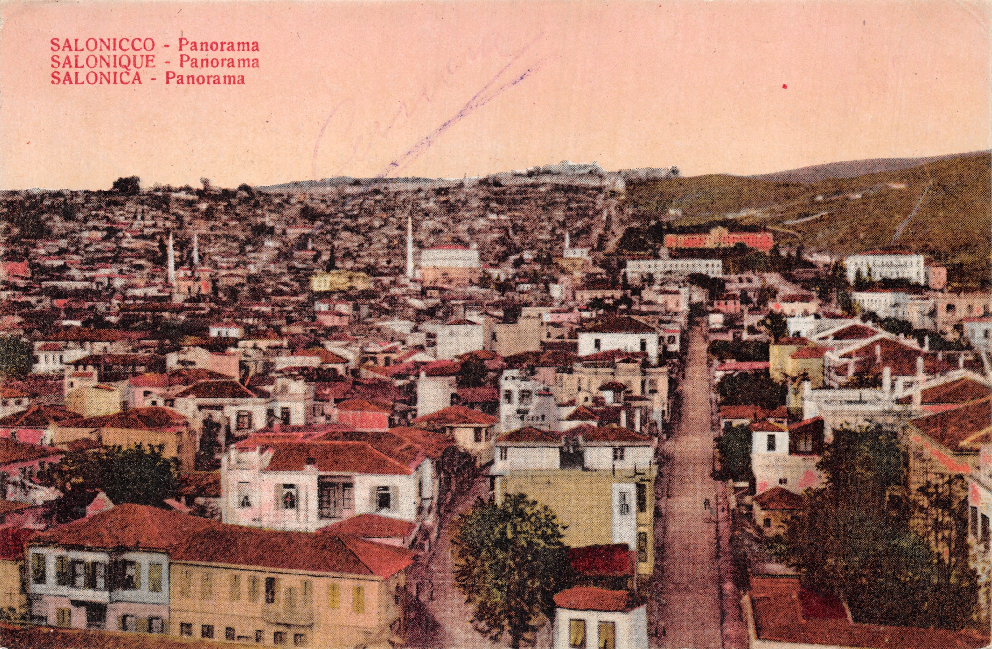 Salonique - Panorama — vue aérienne des toits et des minarets — éditeur IPA CT Autodromo