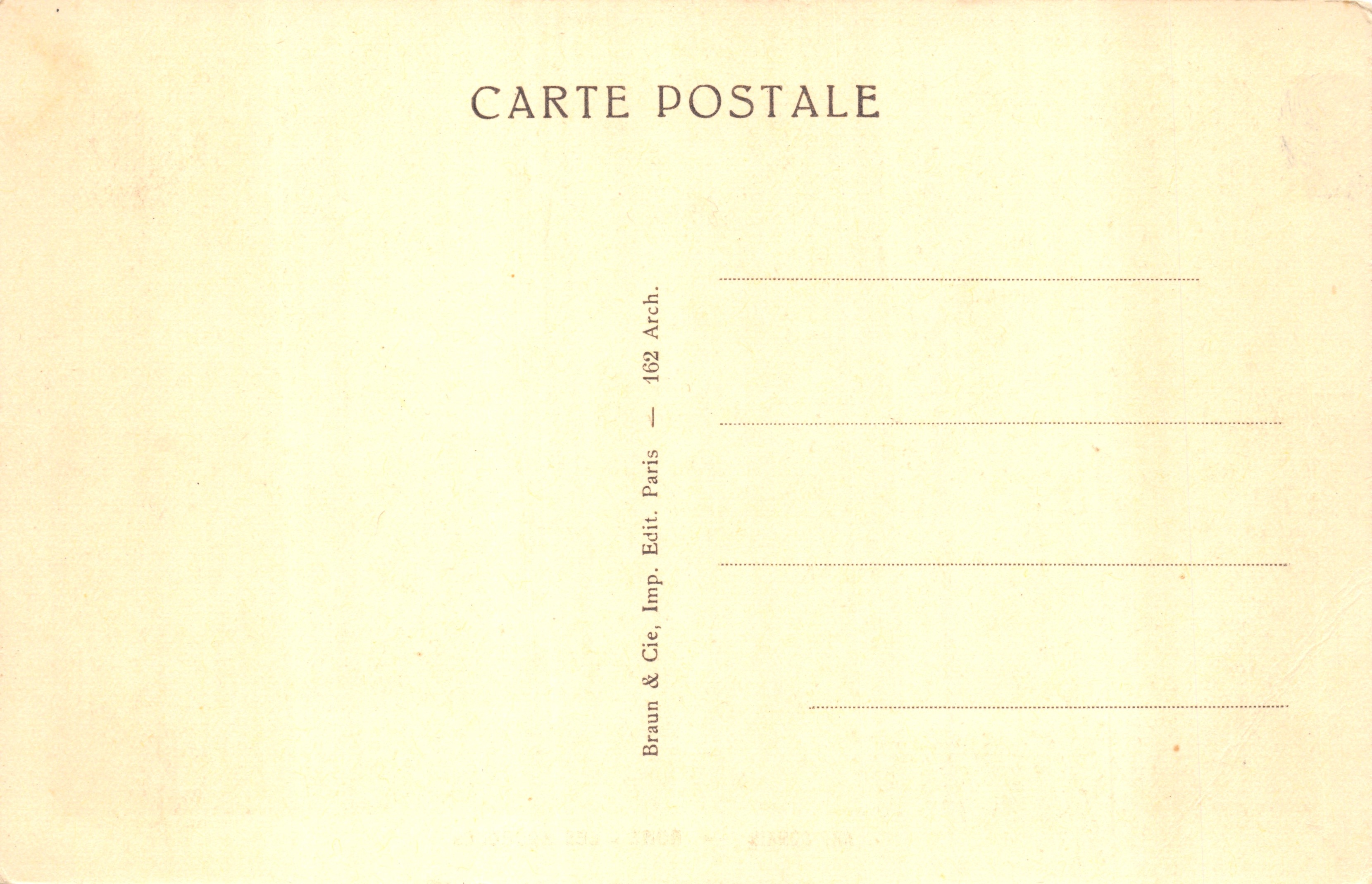 Roma — Los acueductos — Arte romano — editor Braun & Cie, París — Reverso