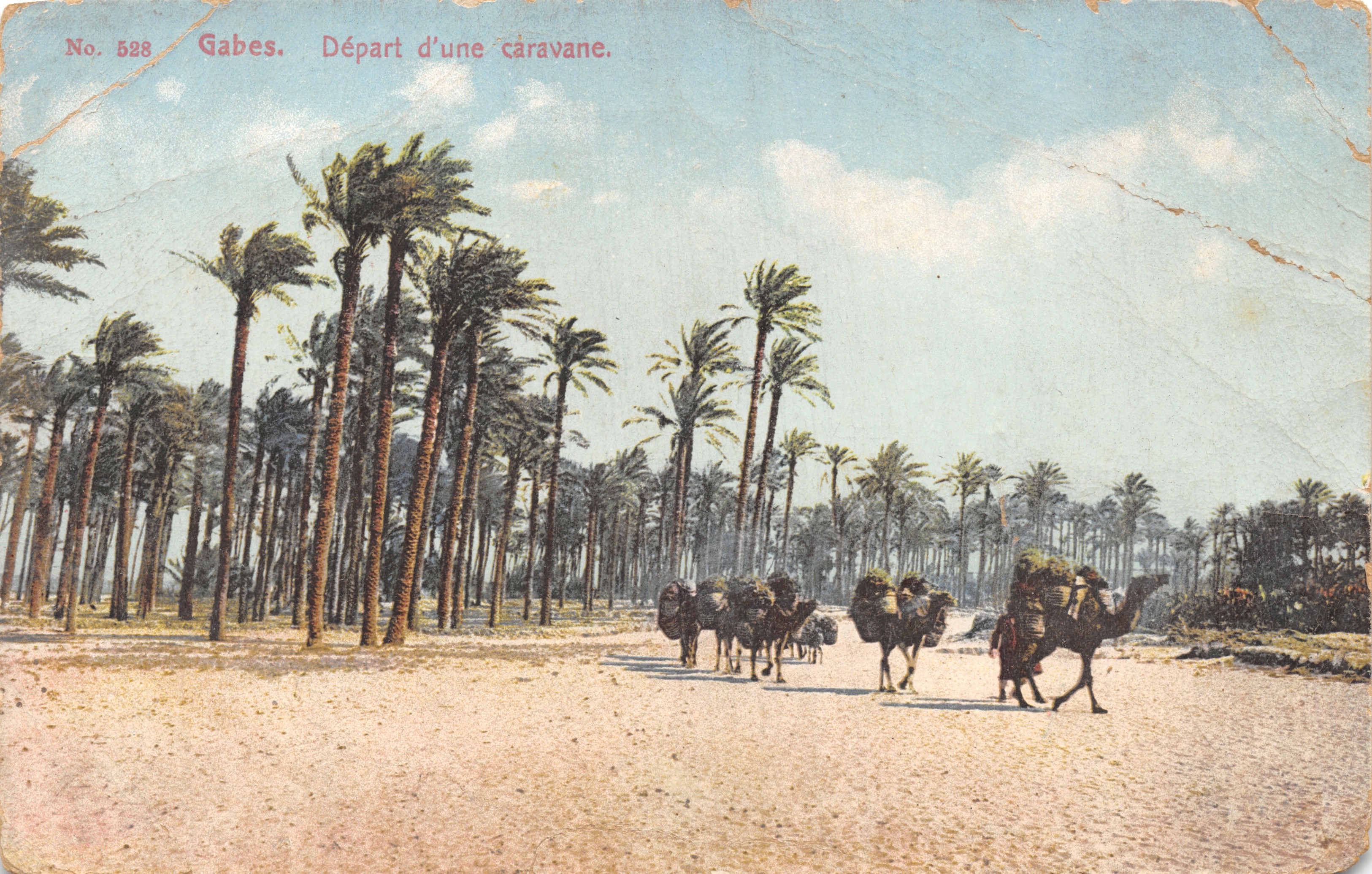 Gabès — Départ d'une caravane — Lehner & Landrock, Tunis, n° 528
