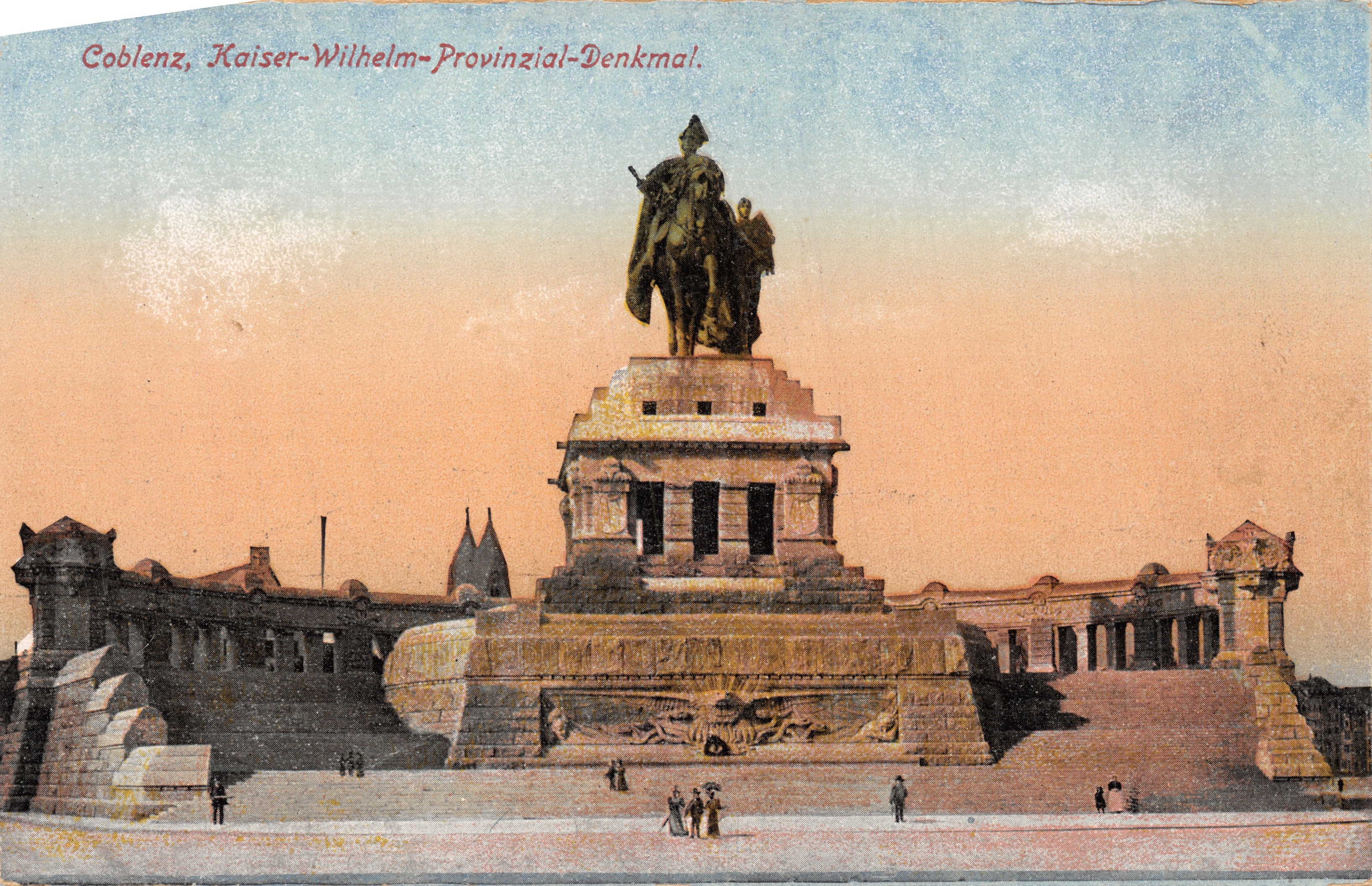 Coblence, Kaiser-Wilhelm-Provincial Monument — equestrian monument on a monumental pedestal, publisher Gerhard Blümlein & Co. Frankfurter Straße