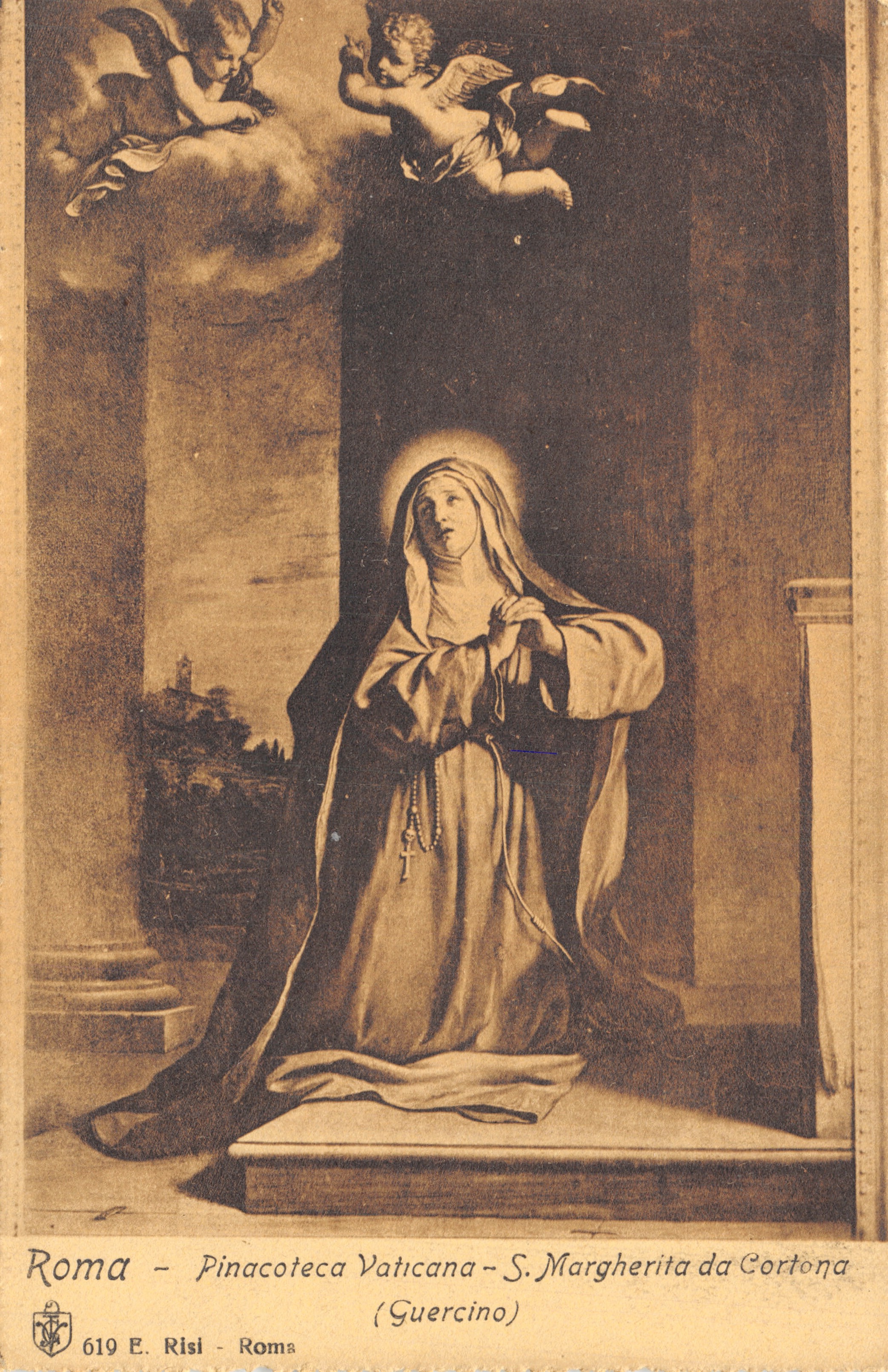 S. Margherita da Cortona — pintura de Guercino — editor E. Risi, n° 619