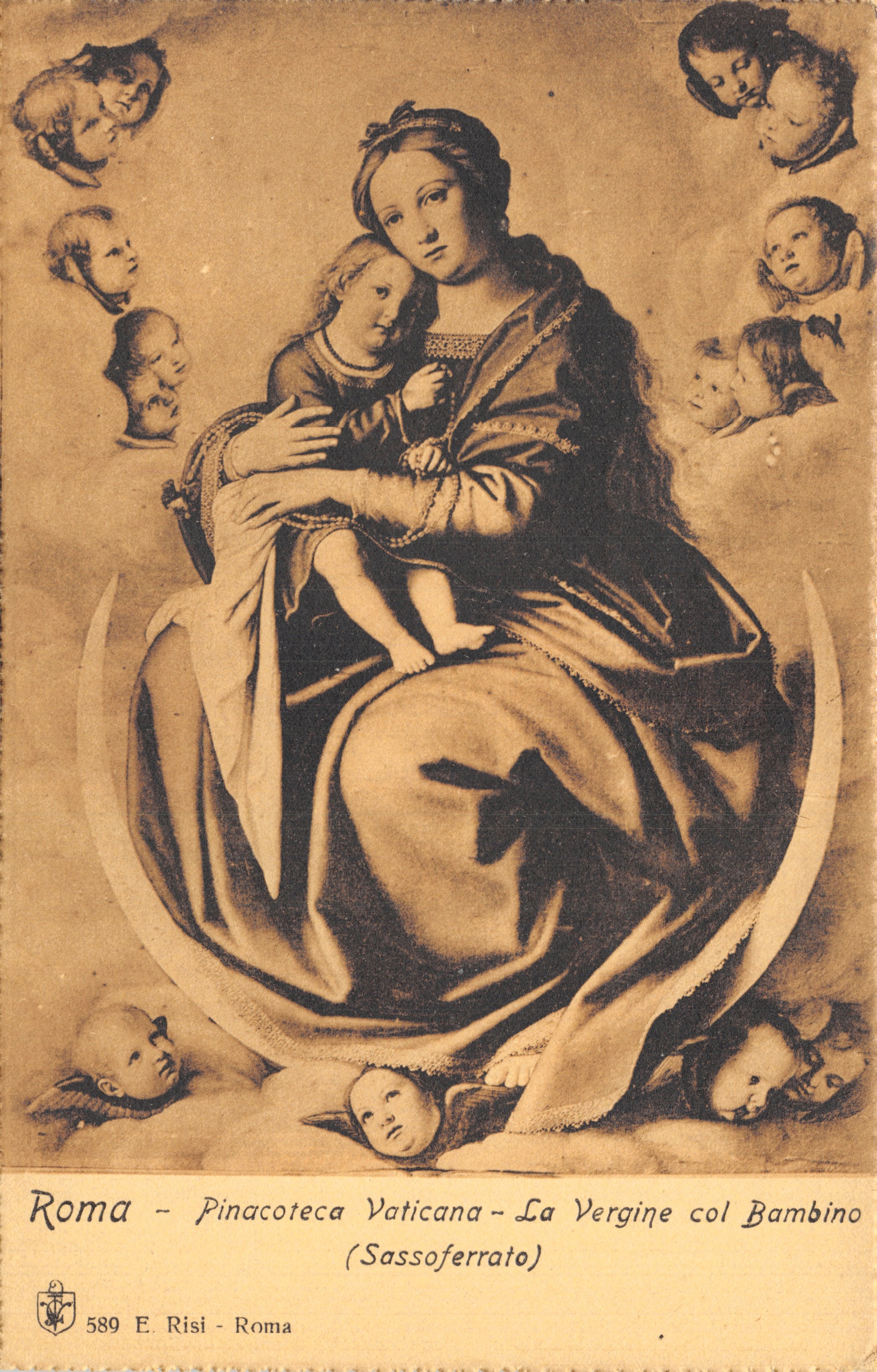 La Vierge col Bambino — tableau à la Pinacoteca Vaticana — éditeur E. Risi, n° 589