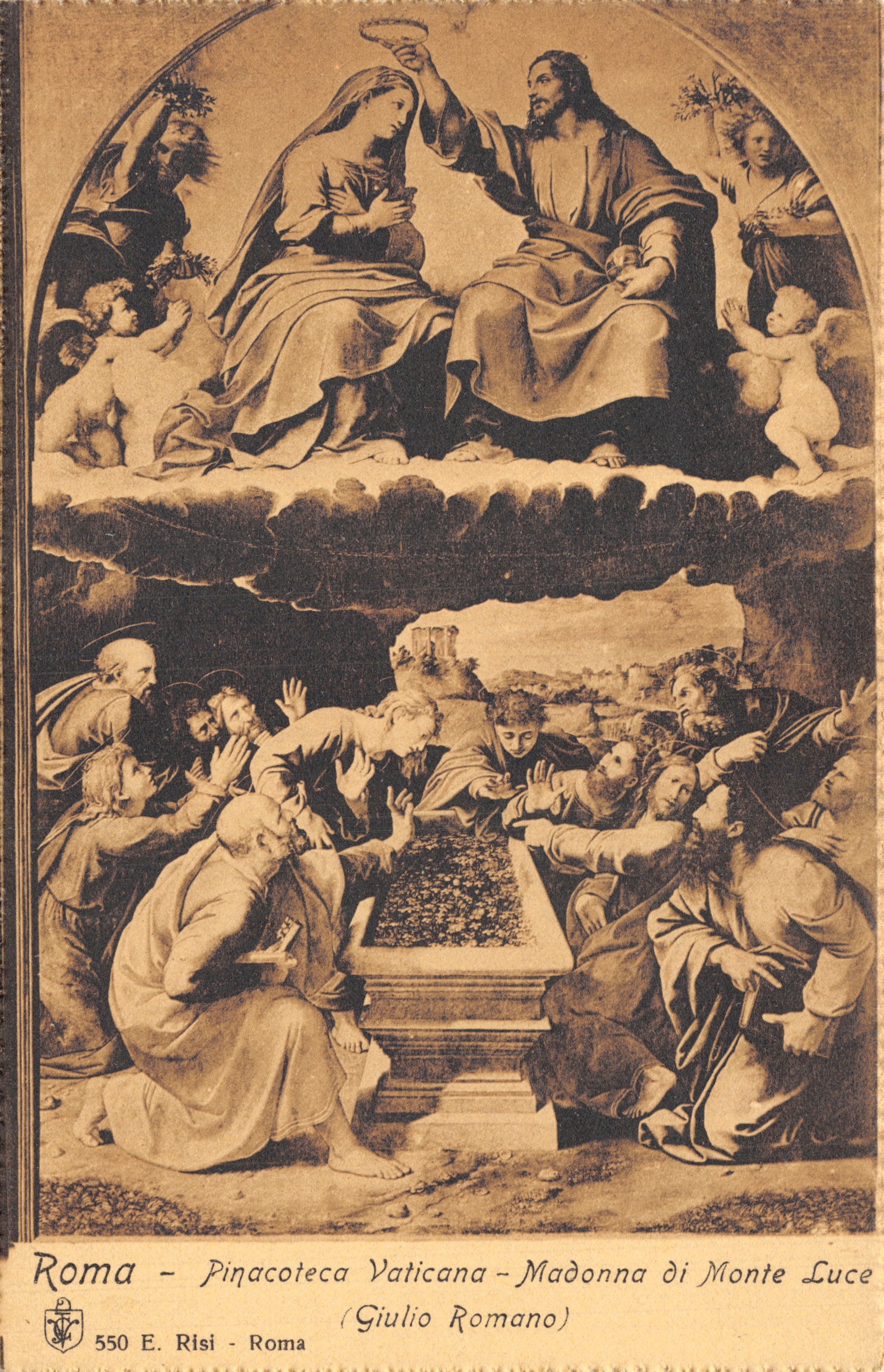 Madonna of Monte Luce — painting by Giulio Romano — Vatican Pinacoteca, Rome — publisher Risi