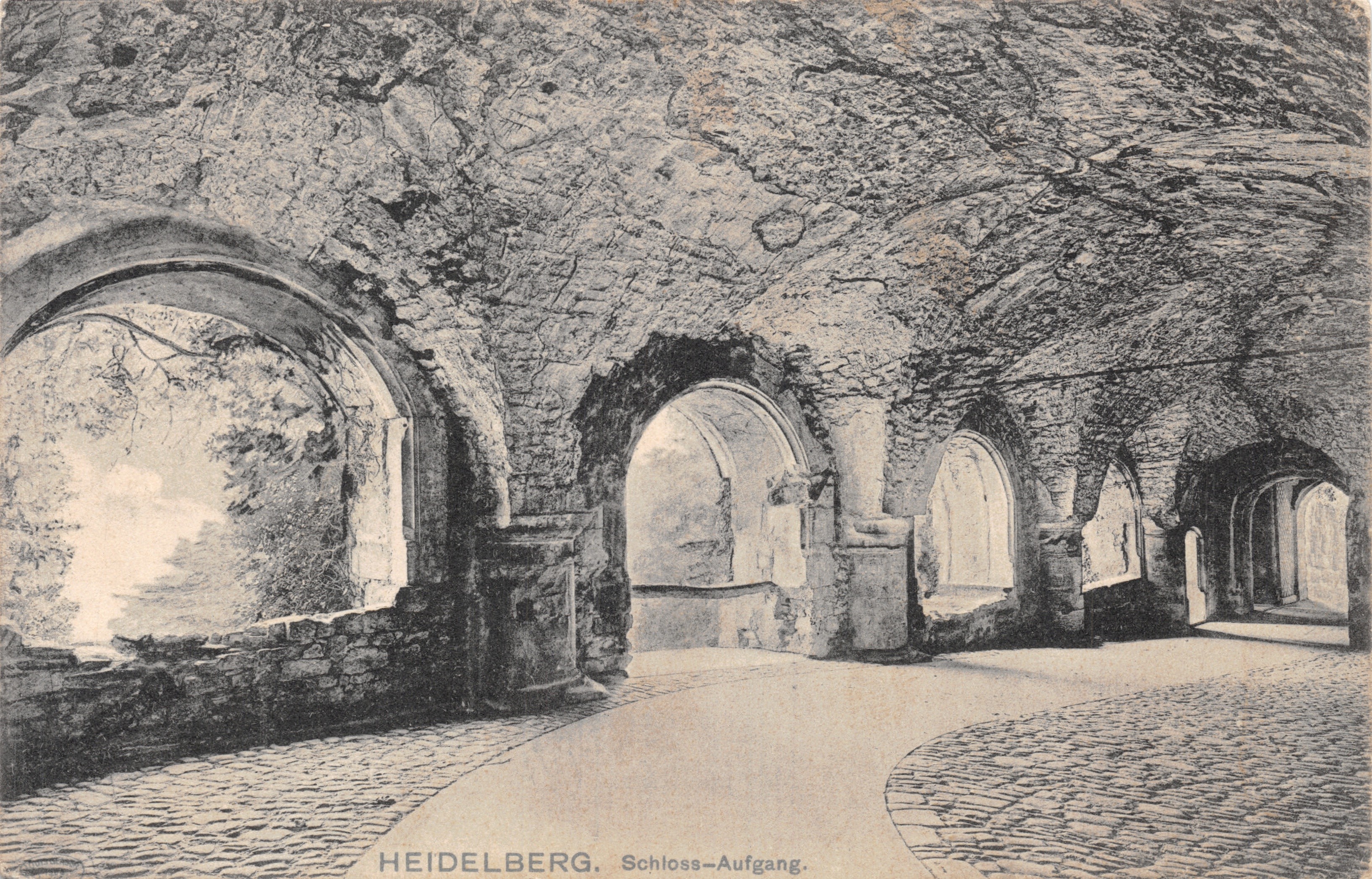 Heidelberg — Schloss-Aufgang (escalier du château) — Louis Glaser, Leipzig