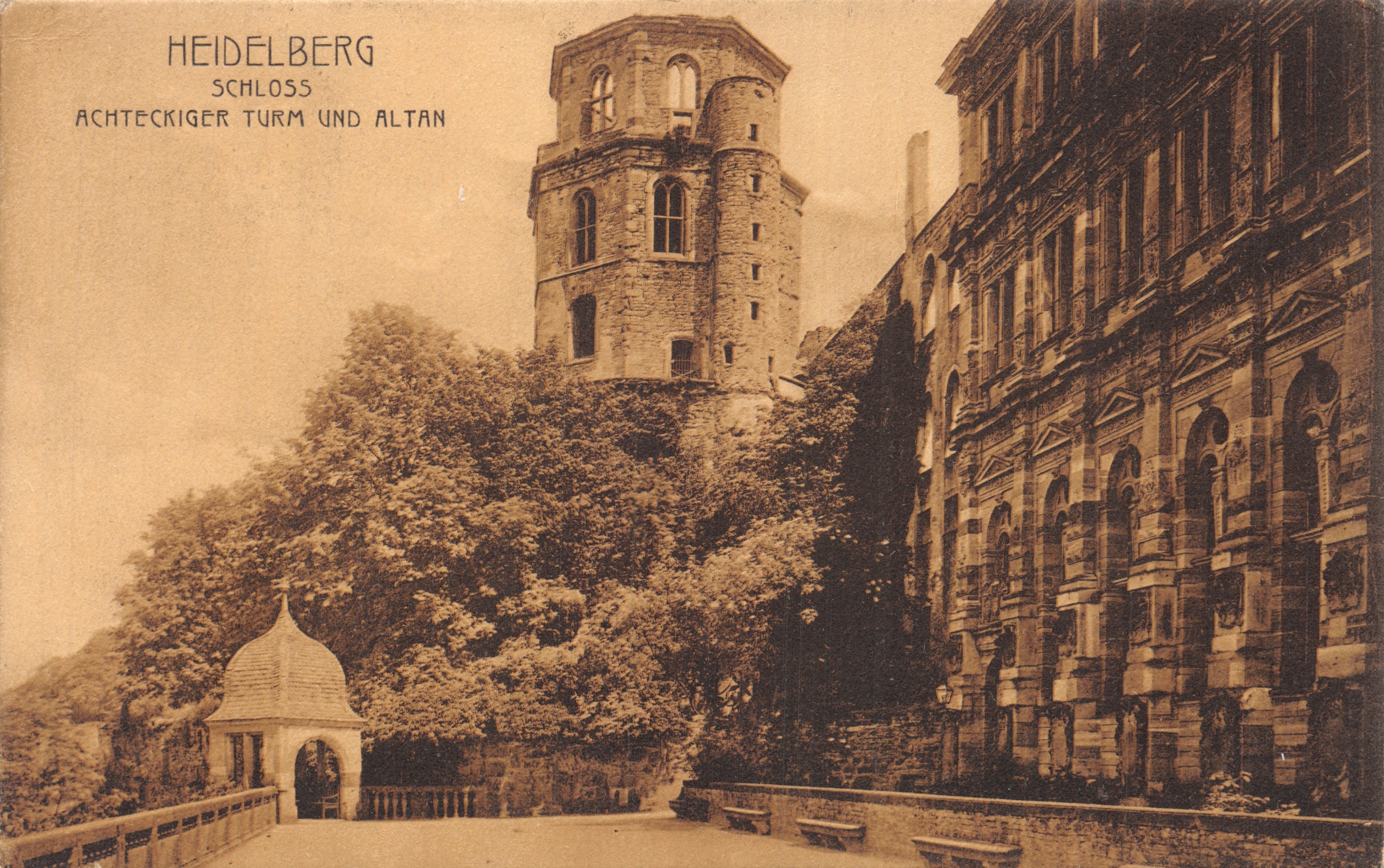 Heidelberg — Kasteel, Achteckige toren en balkon — Cramers Kunstzenst. Dess. 7312