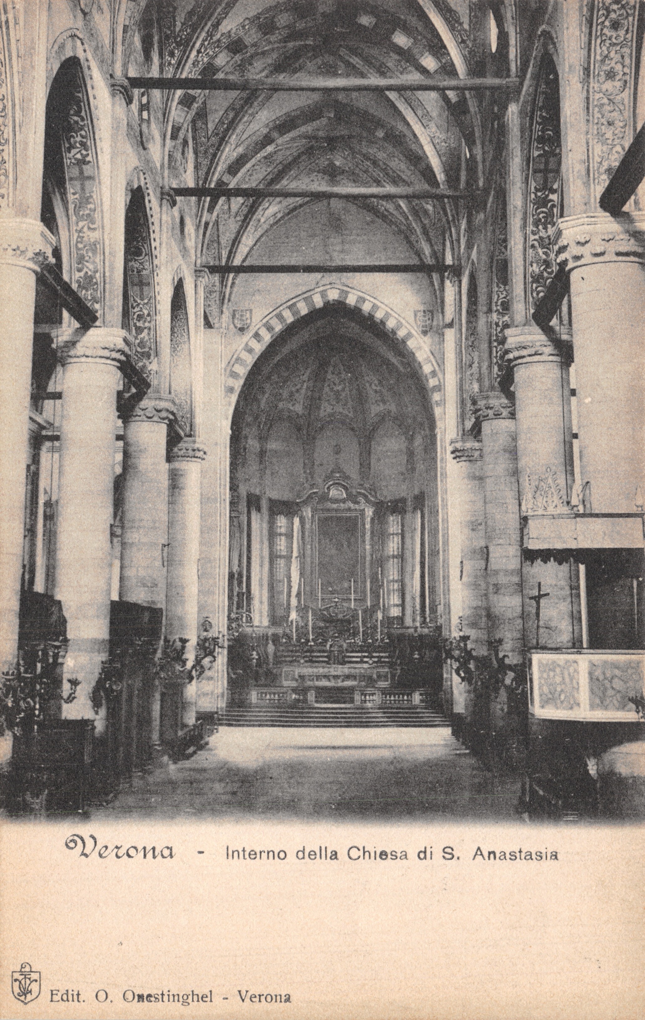 Verona — Interior de la Iglesia de S. Anastasia — Edit. O. Onestinghel - Verona