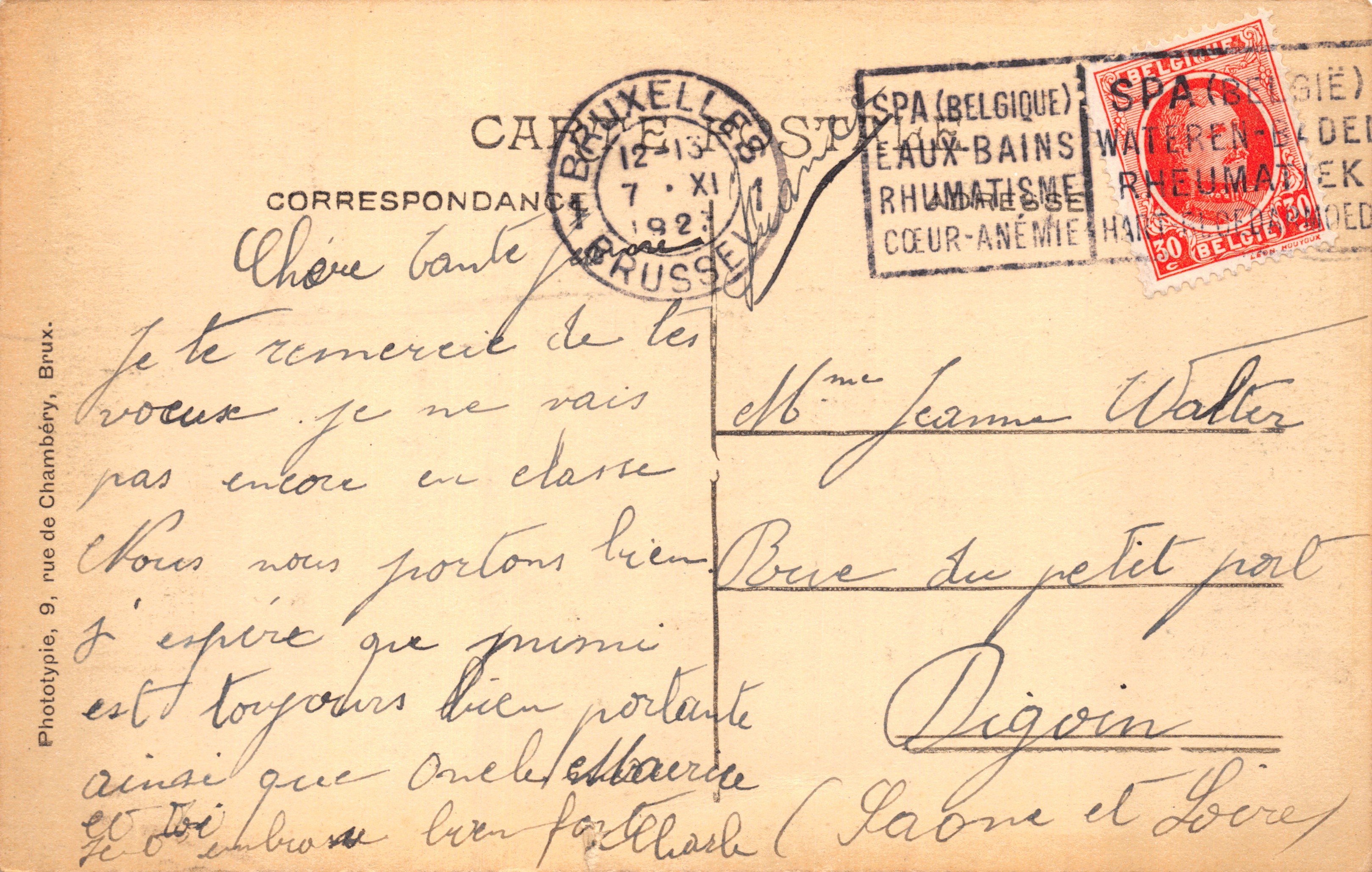 Bruselas - Plaza y estación de Luxembourg — editor Gibert, n.º 108 — Reverso