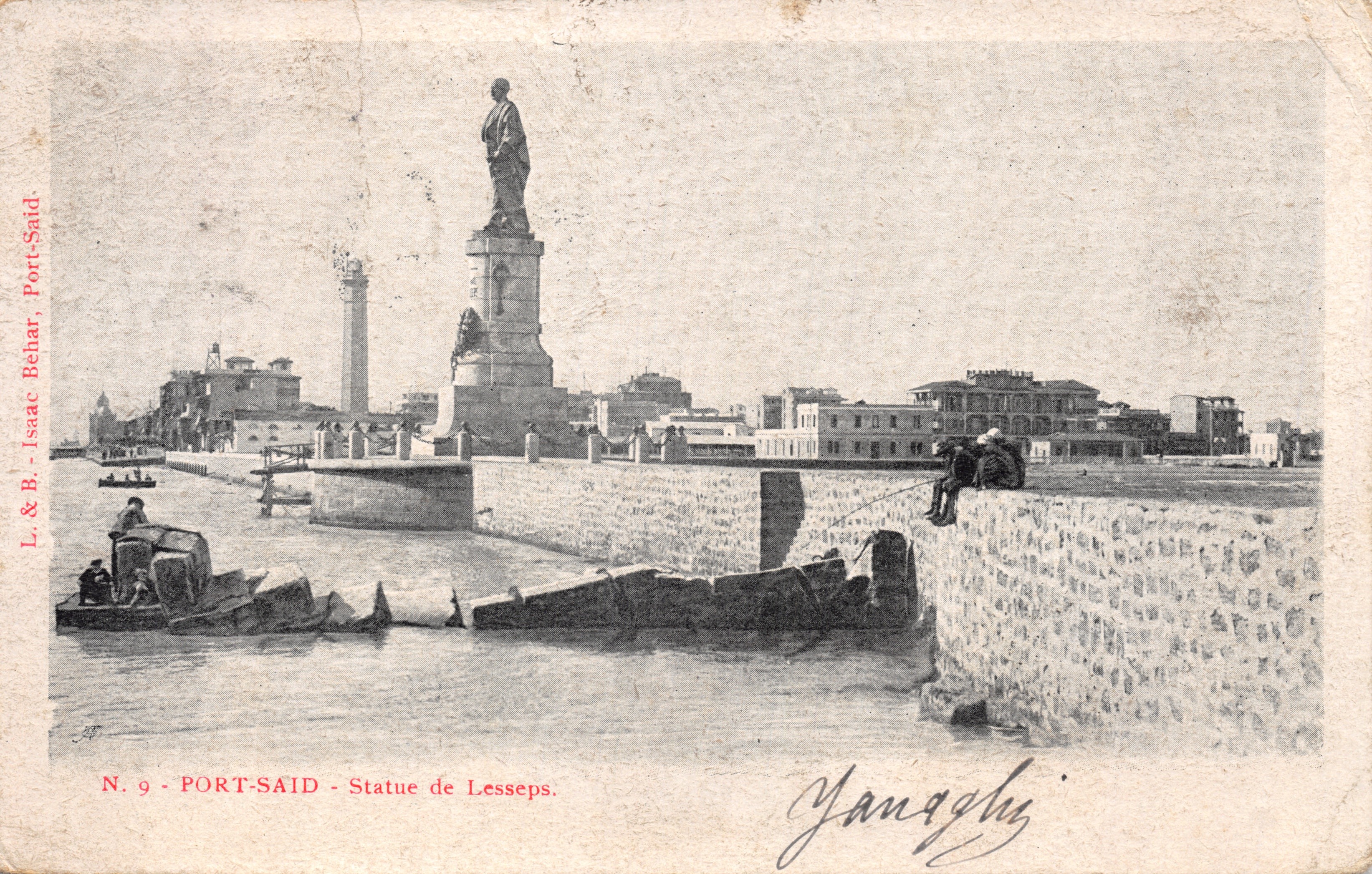 Port-Saïd — Statue de Lesseps — L. & B. Isaac Belhar, Port-Saïd, N. 9