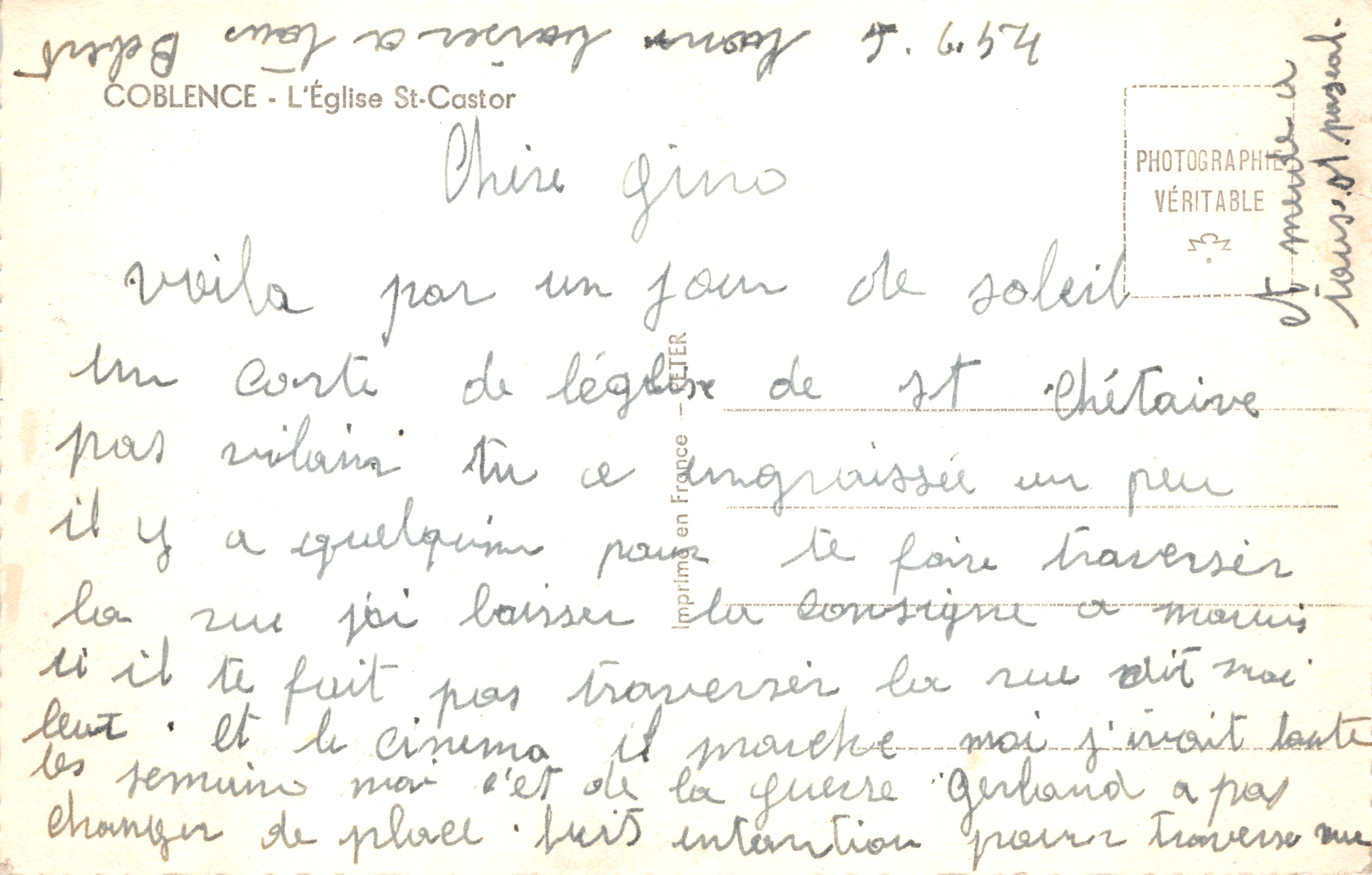 Coblenz — Kerk Saint-Étienne — fotografie naar het leven gemaakt door G. Clérier — Achterkant