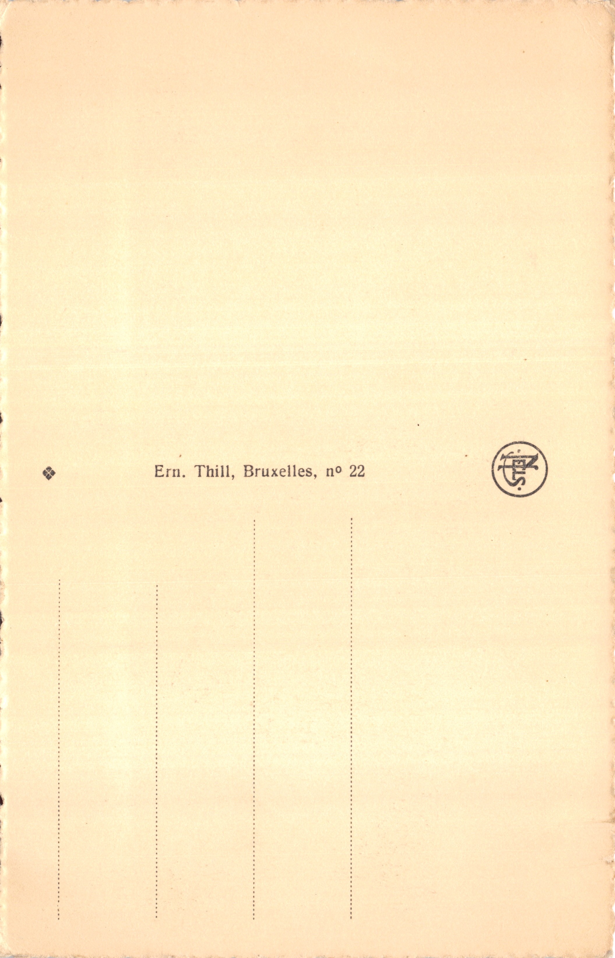 Westende — Vista del Palazzo Westende e del Westende Tennis Club — editore Thill, Bruxelles, n. 22 — Verso