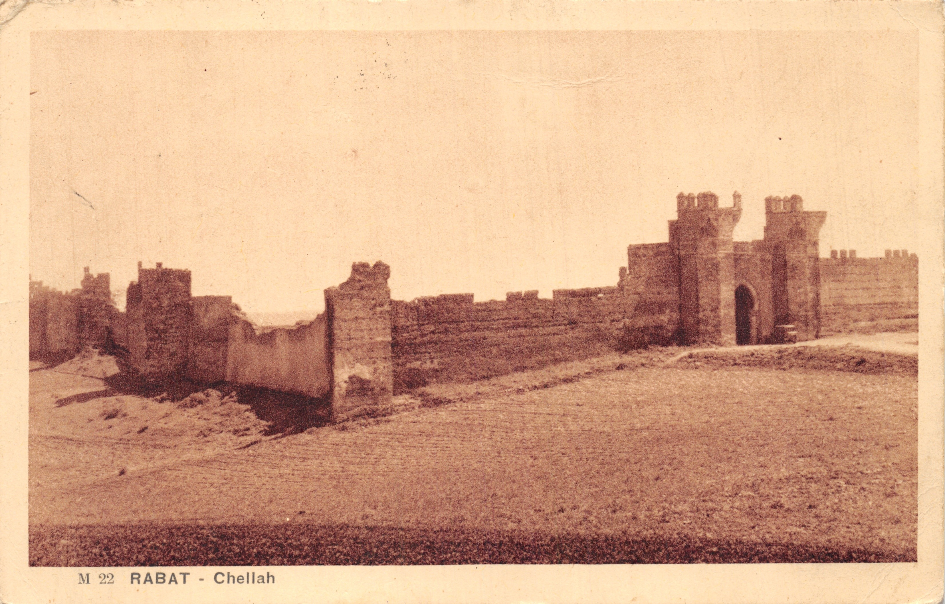Rabat - Chellah — Porte et murailles du château fort — éditeur Imp. Braun & Cie, n° M 22