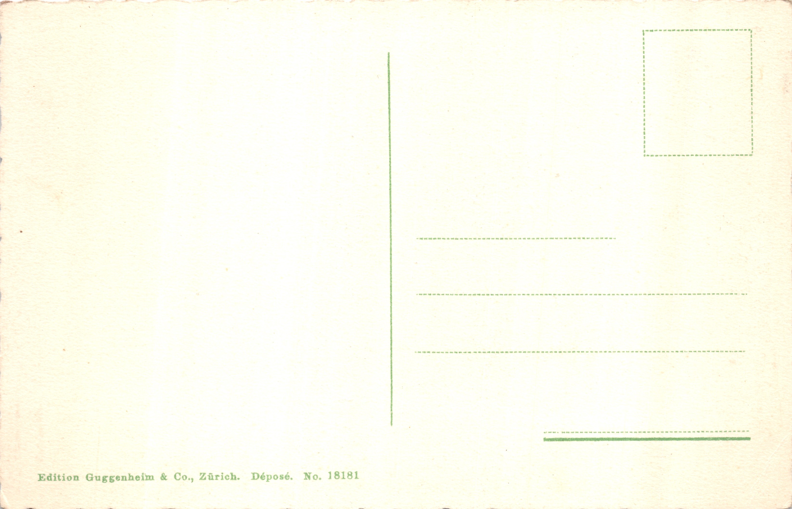 Neuchâtel, el castillo — vista desde los árboles en flor — editor Edition Guggenheim & Co., Zürich, n.º 18181 — Reverso