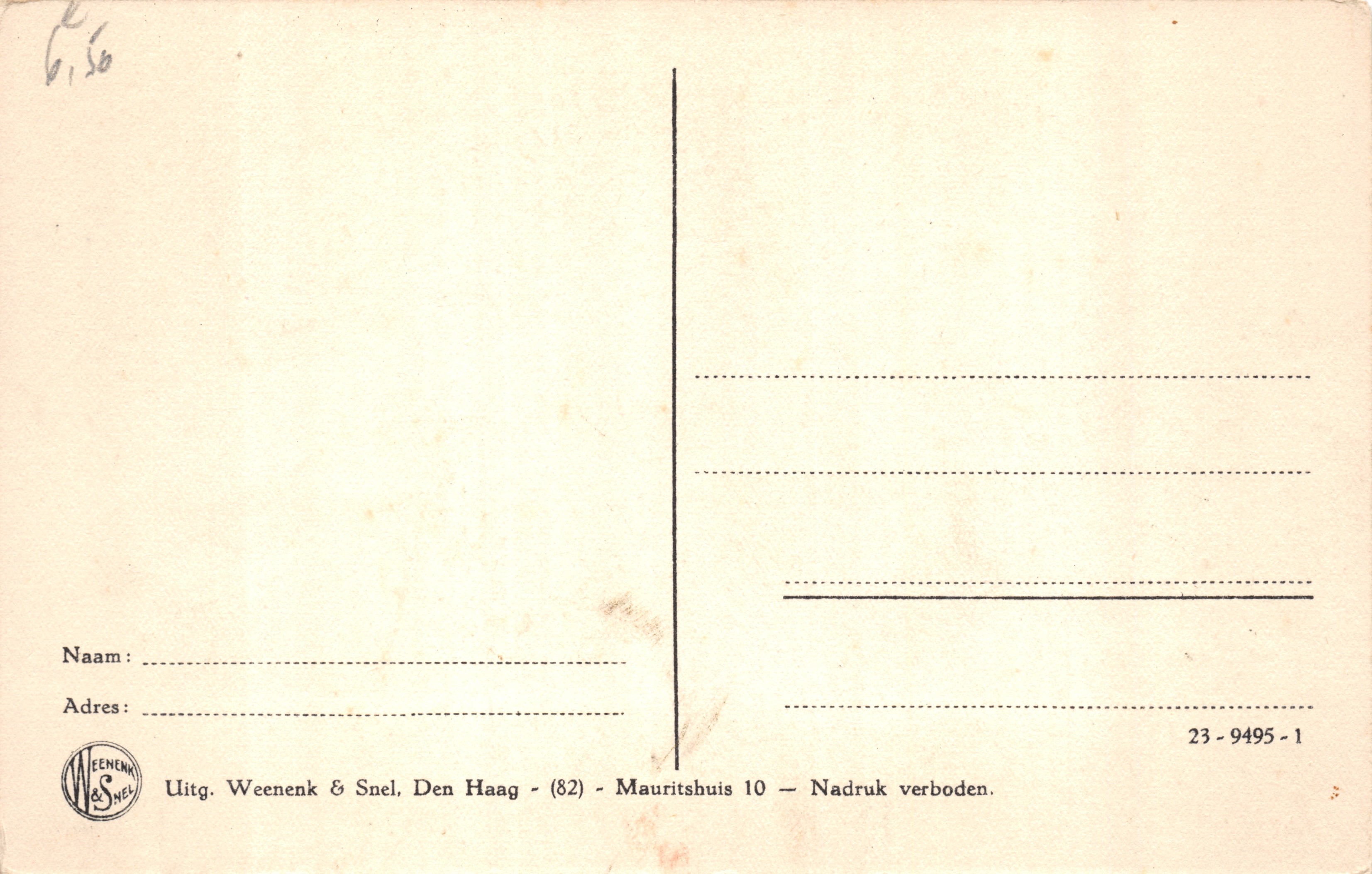 Anatomy — dissection scene — publisher Weenen & Snel, Den Haag, no. 23-9495-1 — Back