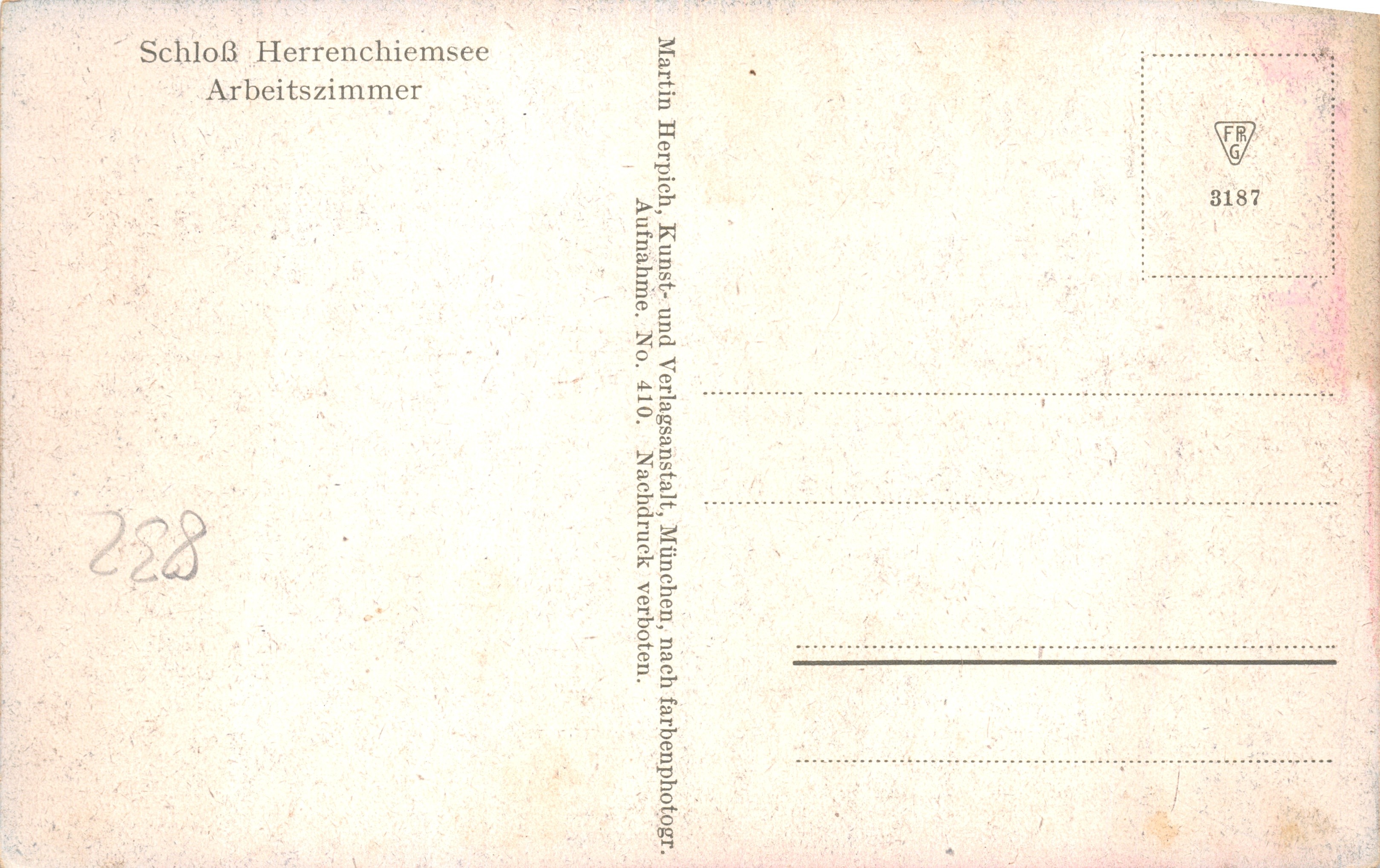 Salle d'apparat — Salle de travail du château de Herrenchiemsee — Martin Herrpich, Munich — Verso