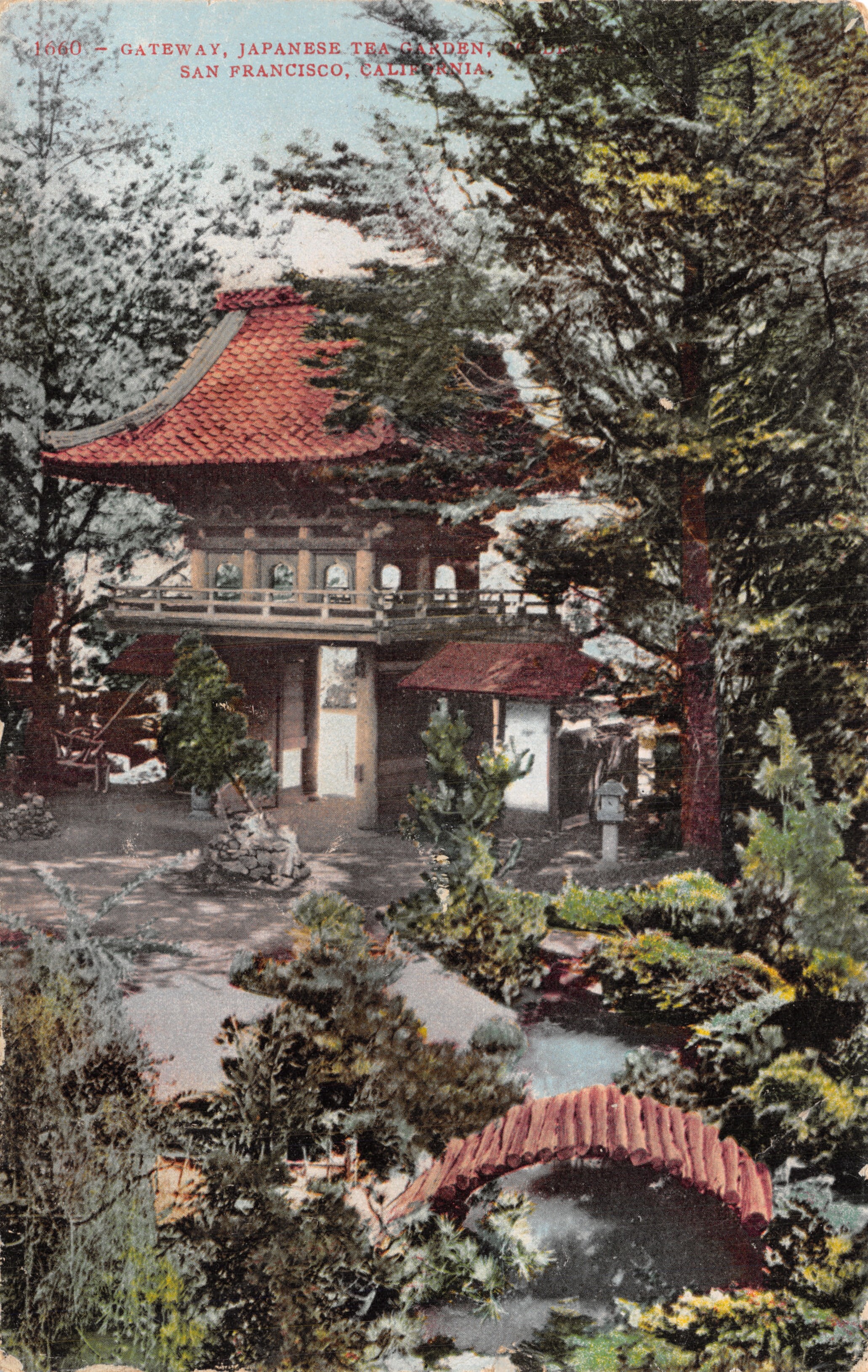 Porte — Jardin japonais de San Francisco — éditeur Edward H. Mitchell