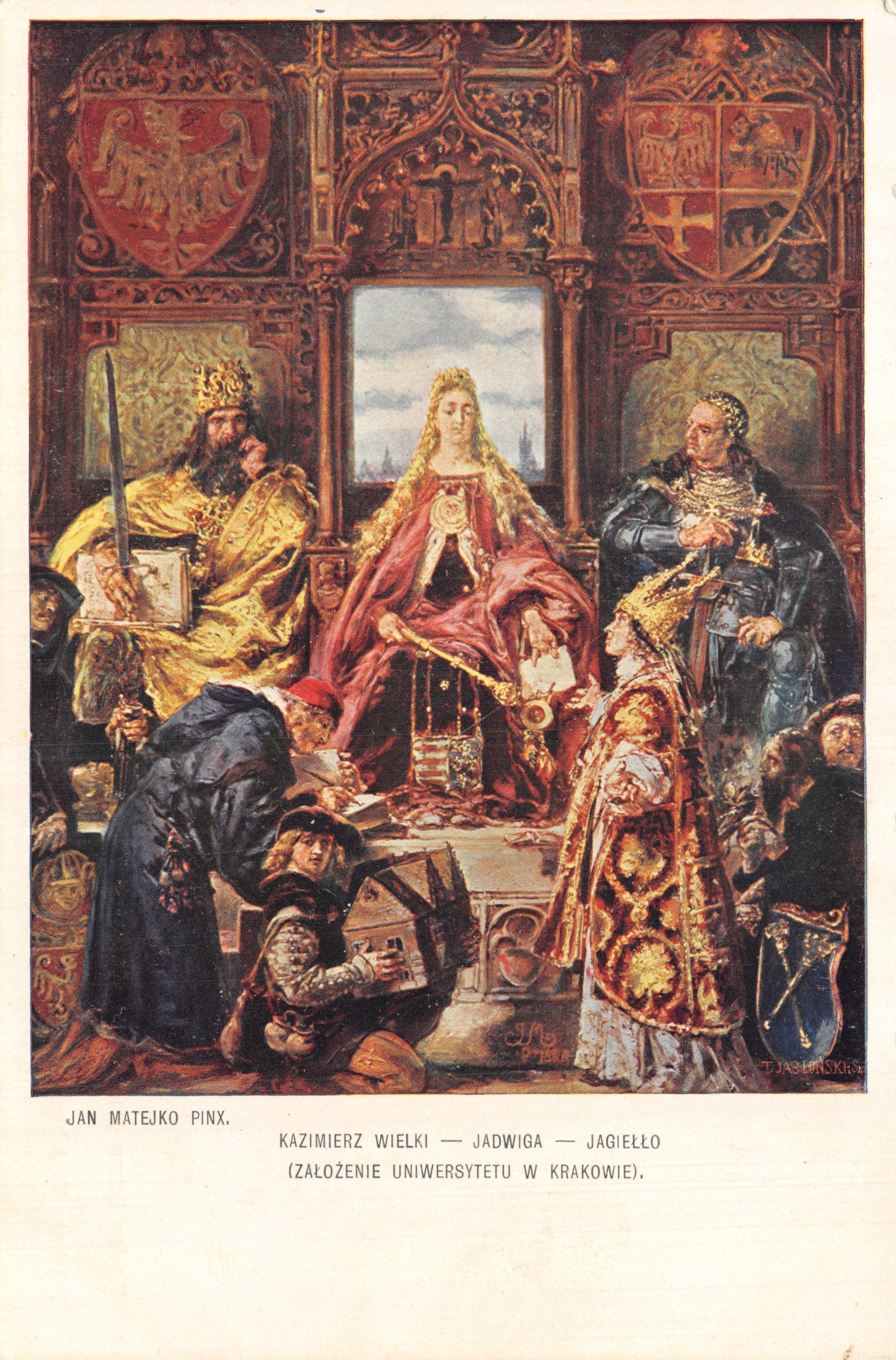 Kazimierz Wielki — Jadwiga — Jagiełło — Fondation de l'Université à Cracovie — par Jan Matejko Pinx