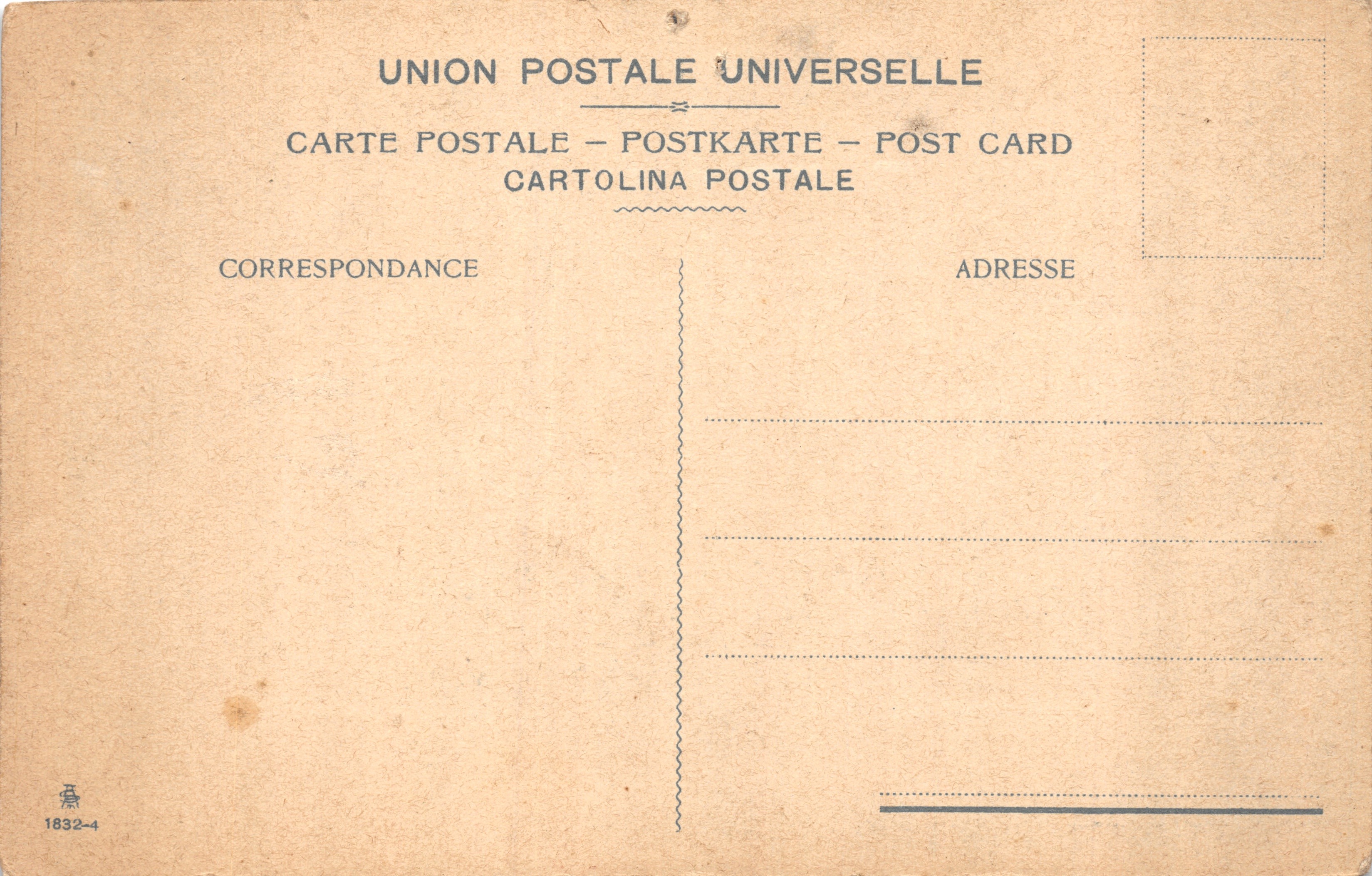 Roma — Anfiteatro Flavio detto Colosseo. — Editore: Union Postale Universelle, n. 1832-4 — Verso