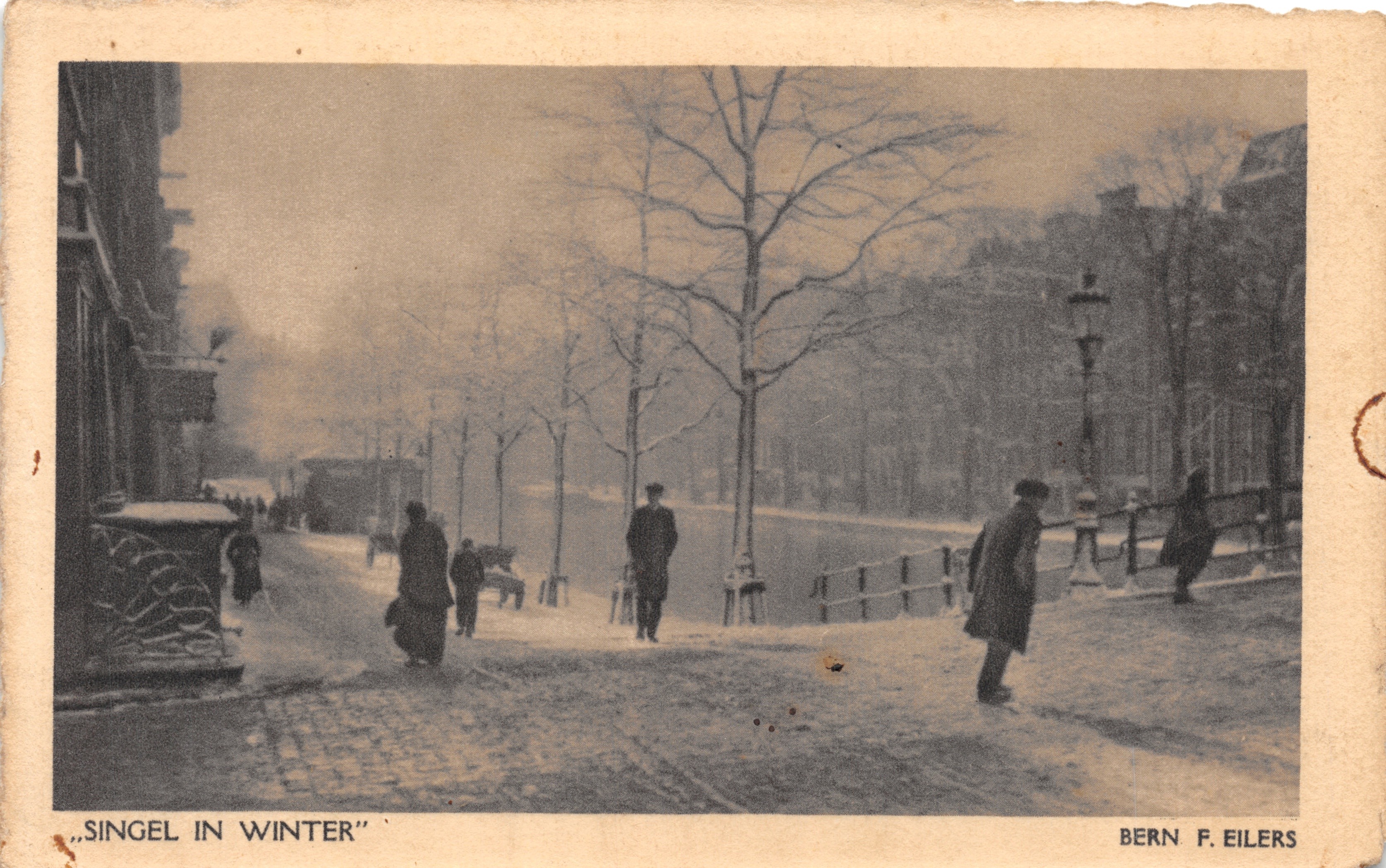 Singel in inverno — scena urbana innevata — Bern F. Eilers