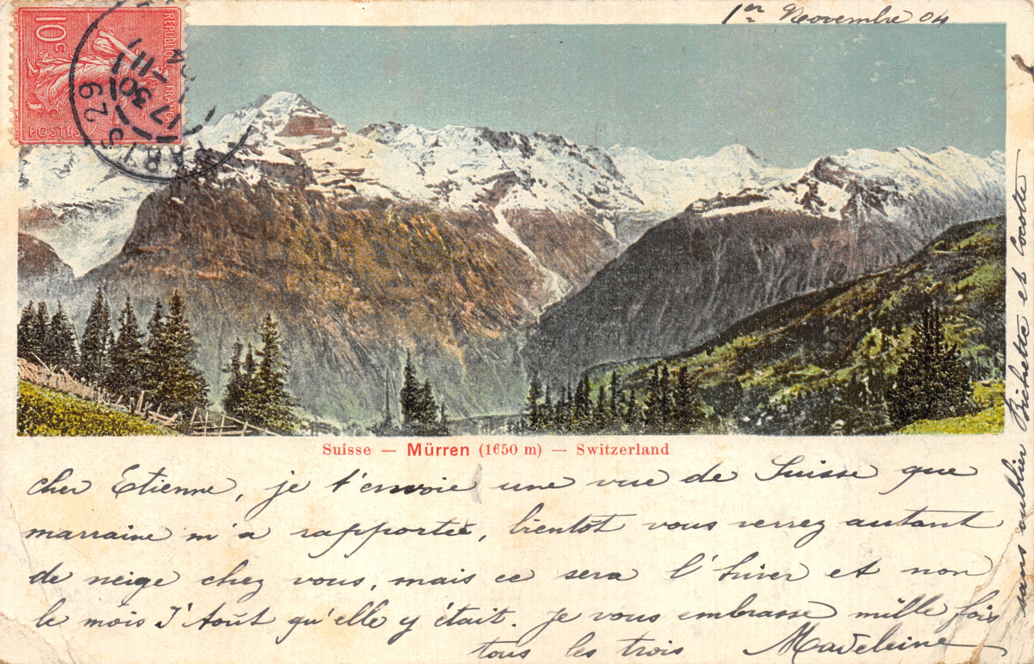 Mürren (1650 m) — vue des Alpes suisses — éditeur non visible