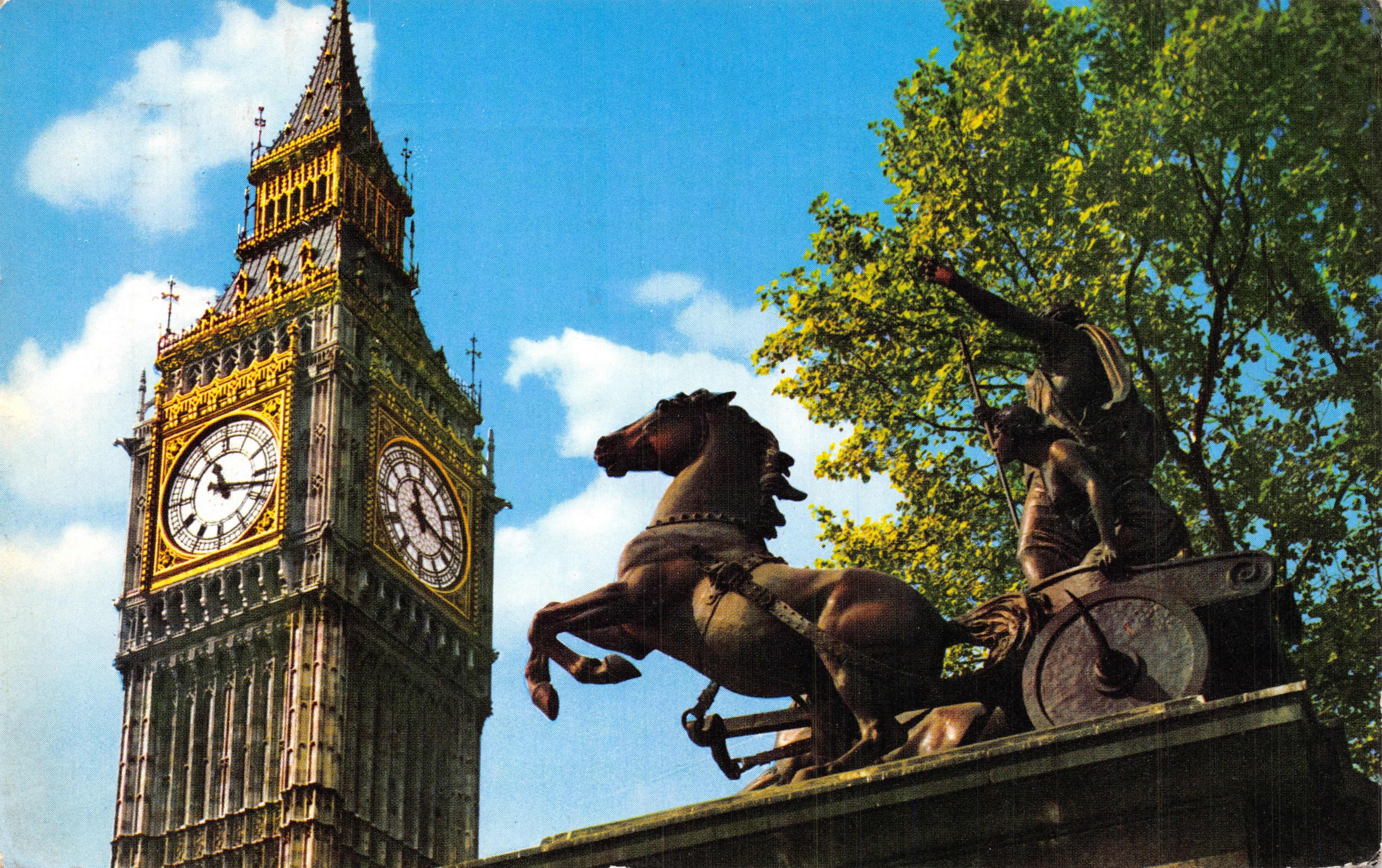 Big Ben i figura Boudiccy — wydawca John Hinde Ltd. n° 3L23