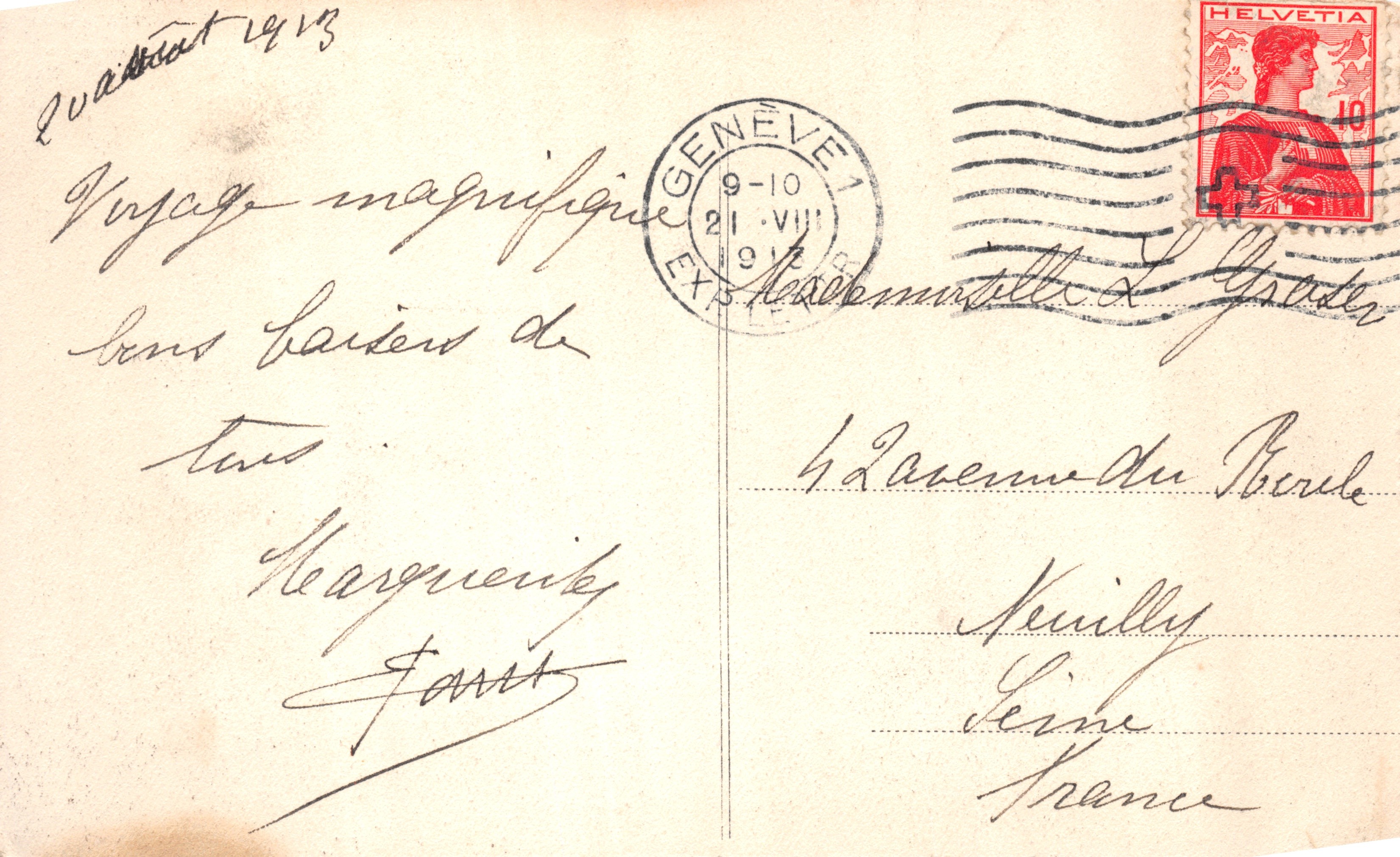 Genève — Vue à vol d’oiseau du Pont de la Coulouvrenière, éditeur L.L. n°49 — Reverso