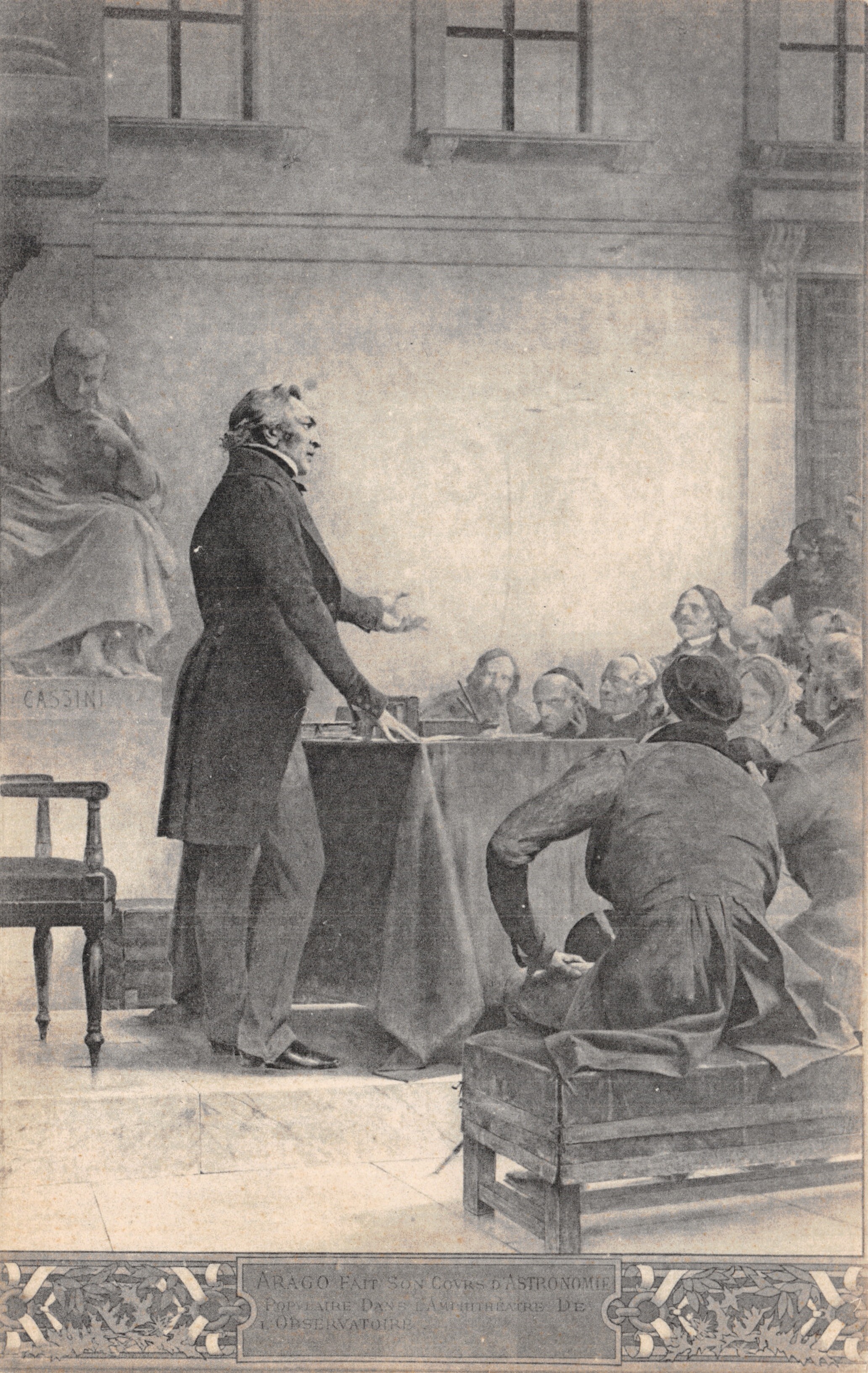 Arago fait son cours d'astronomie — Amphithéâtre de l'Observatoire — éditeur J.L.C. (Paris) — n° 18
