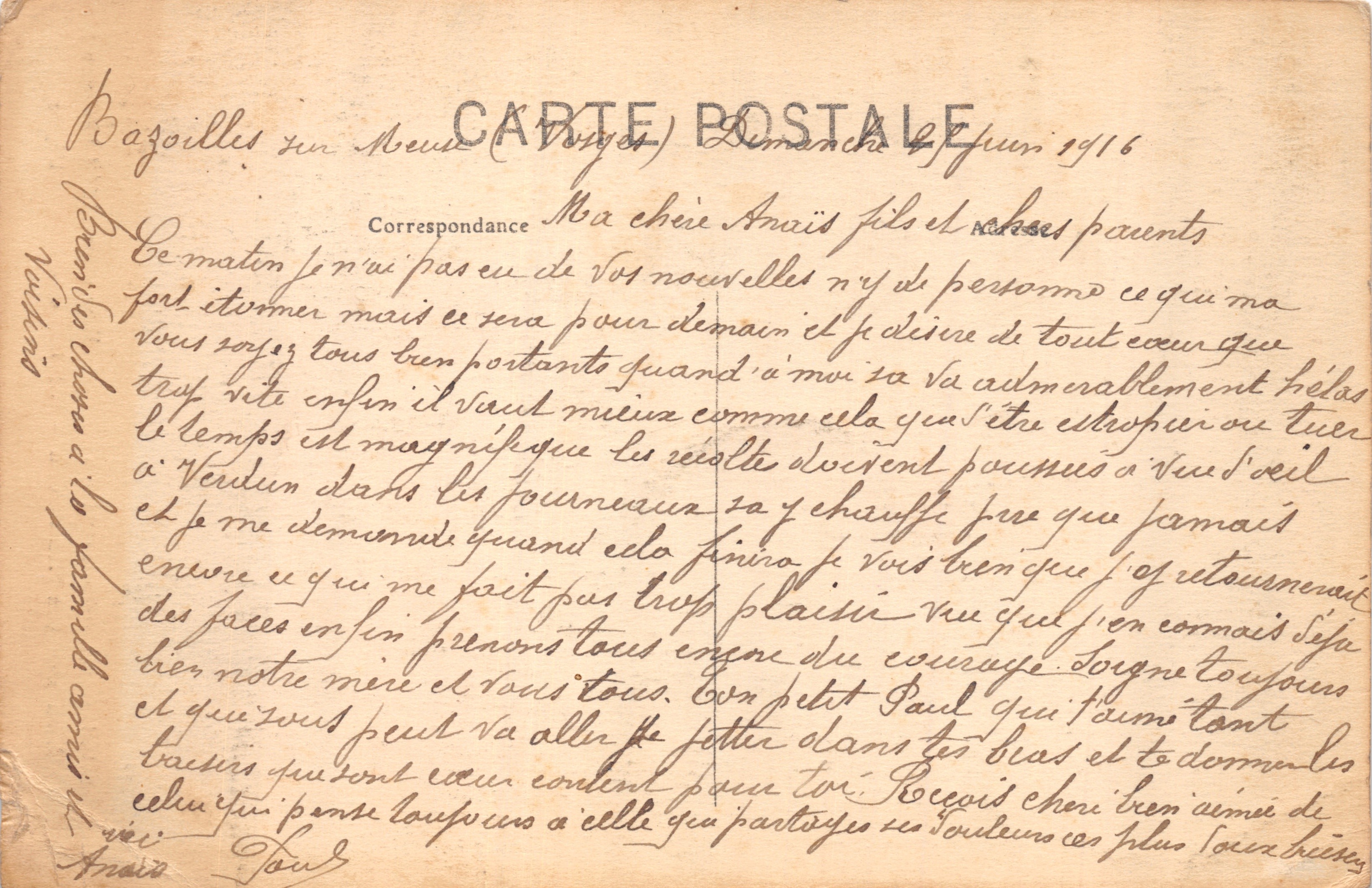 Bazailles-sur-Meuse — Die Kirche — Verlag Mlle Guyot, Lebensmittelgeschäft und Tabakwaren — Rückseite