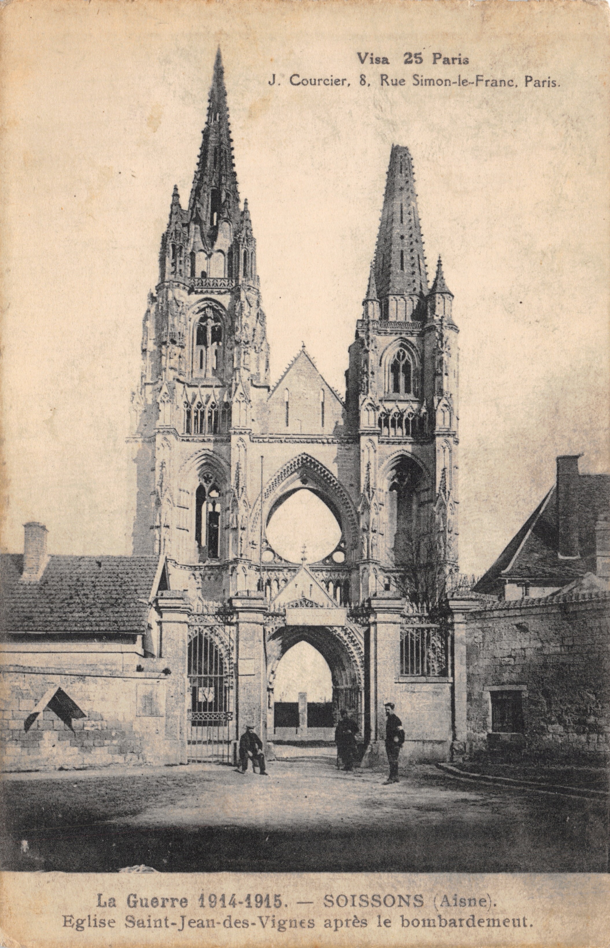 Kerk van Saint-Jean-des-Vignes — na de bommenwereld — uitgever J. Courcier, 8 Rue Simon-le-Franc, Parijs