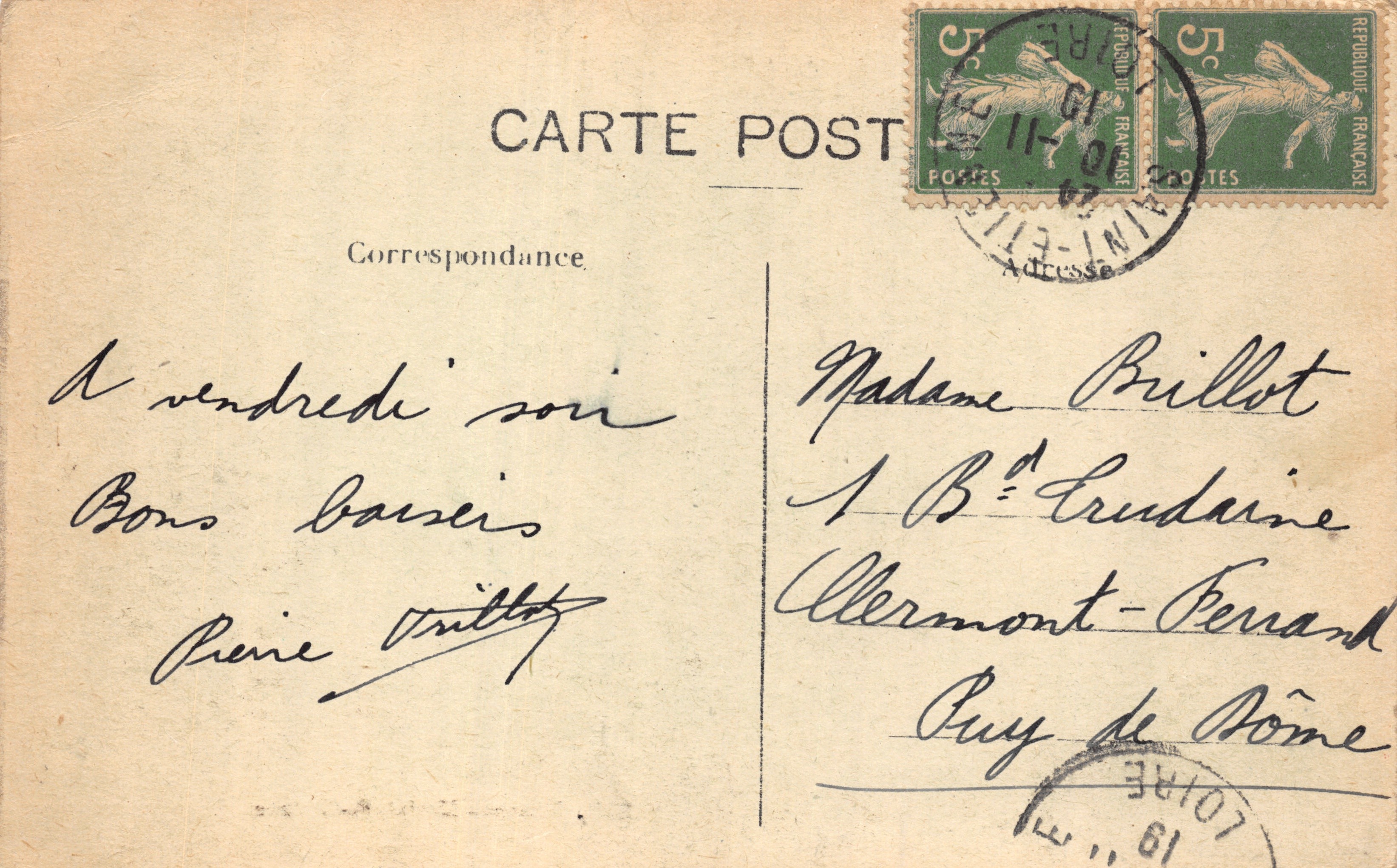 St-ÉTIENNE — Place de l'Hôtel-de-Ville — éditeur : J. Houdin & Cie, n° 1193 — Achterkant